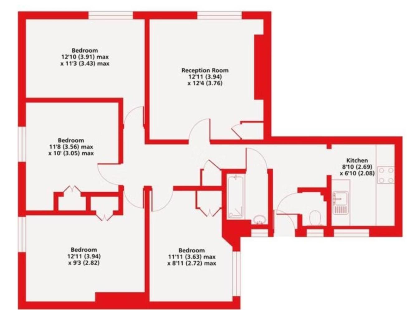 Cosy 4-Bedroom Apartment next to Borough