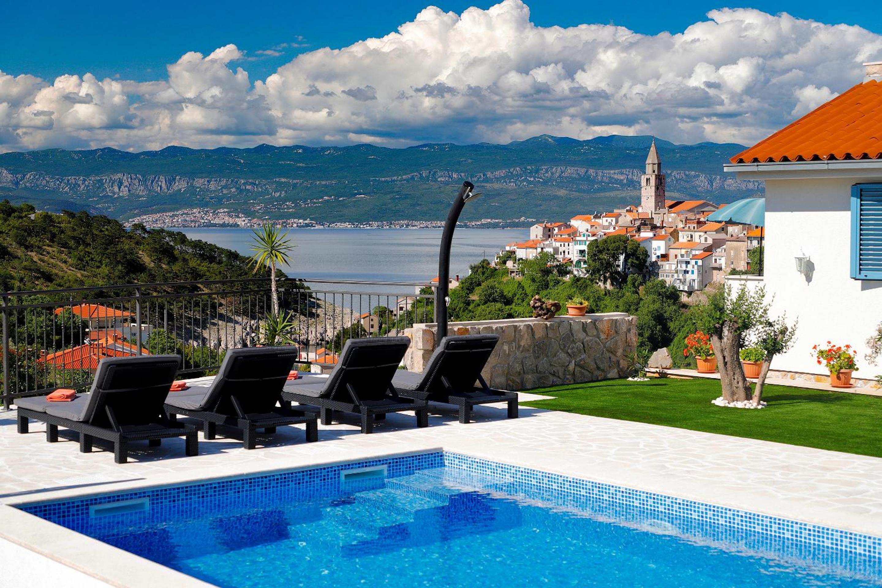 Romantic stone villa with pool, panoramic sea view near the beach - by Traveler tourist agency Krk ID 2134 view 5