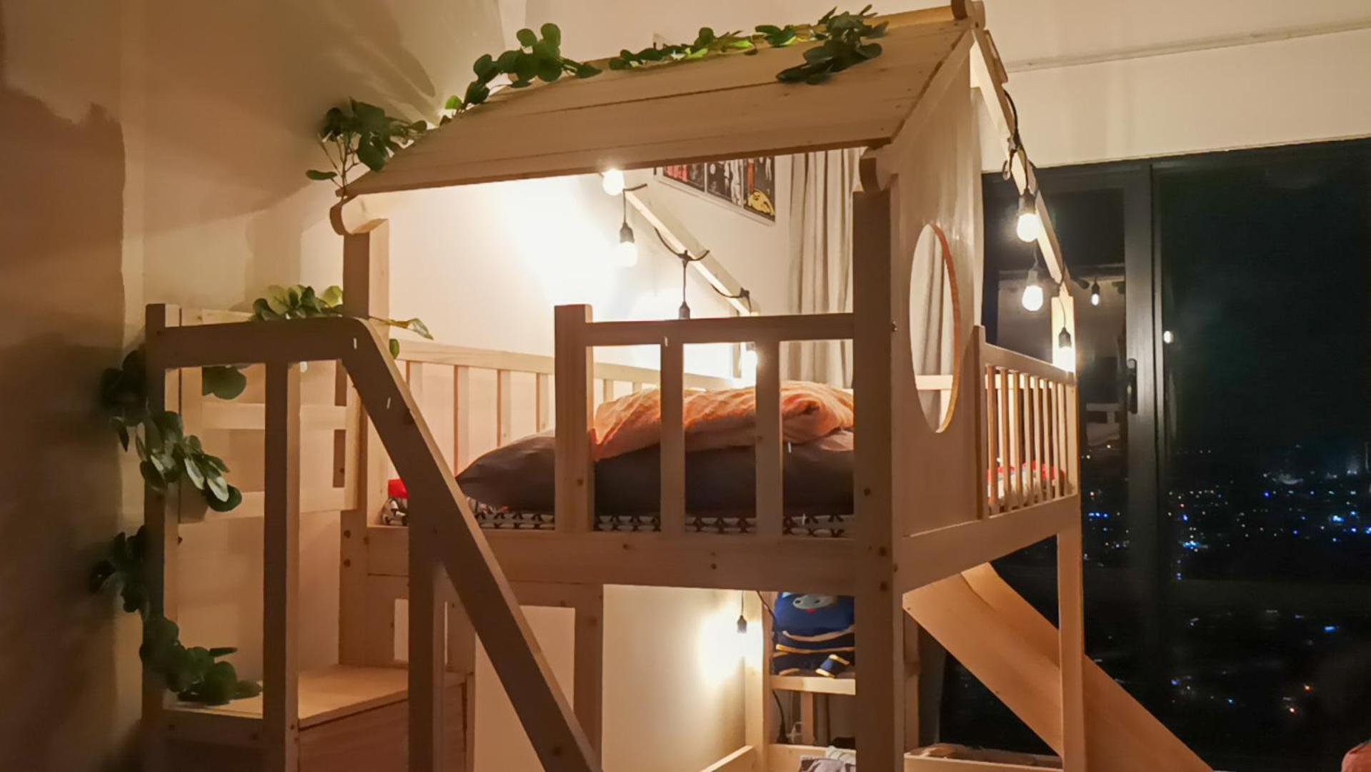 Japandi Family Play Suite with Slide Bunk Bed