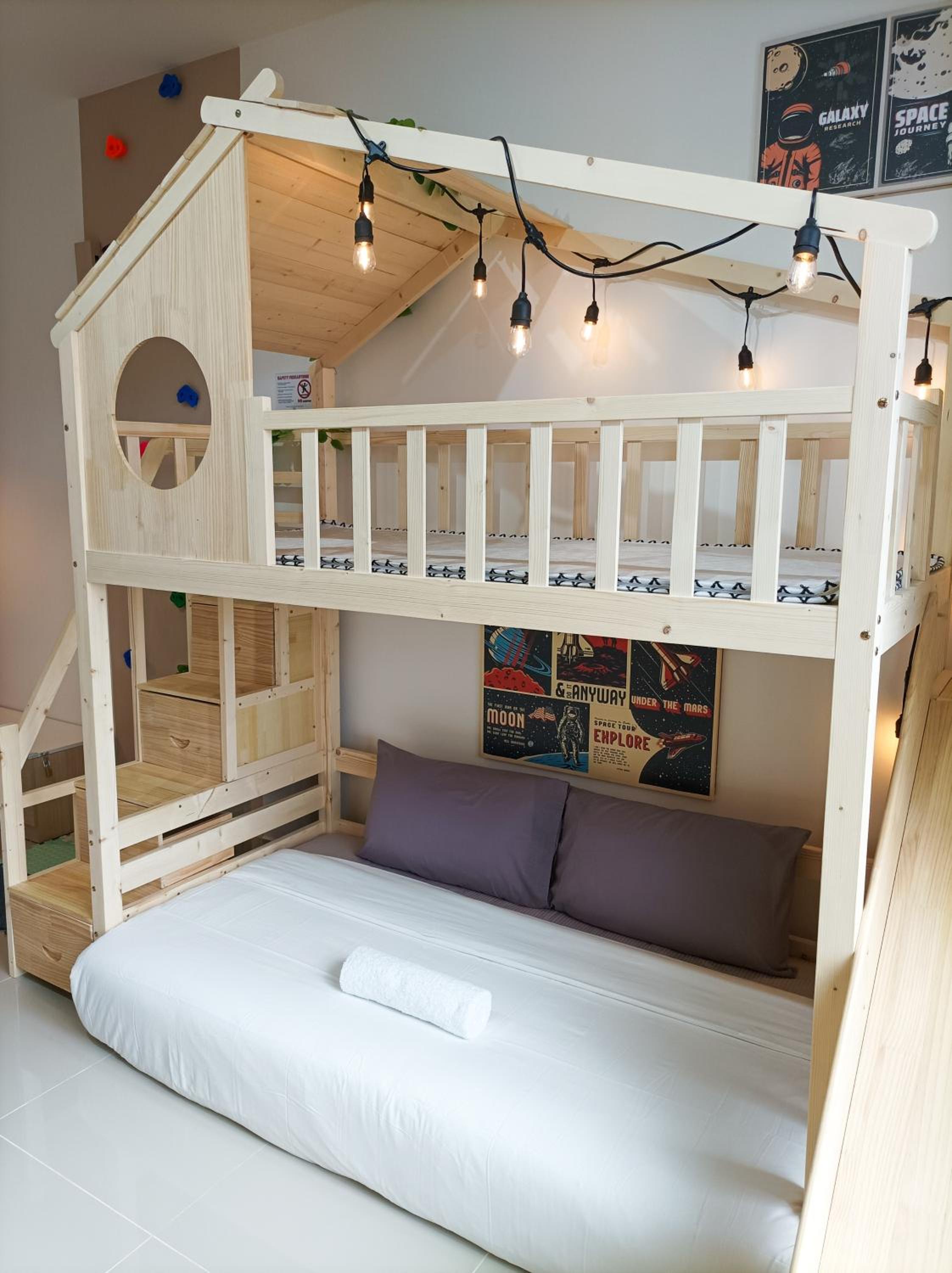 Japandi Family Play Suite with Slide Bunk Bed