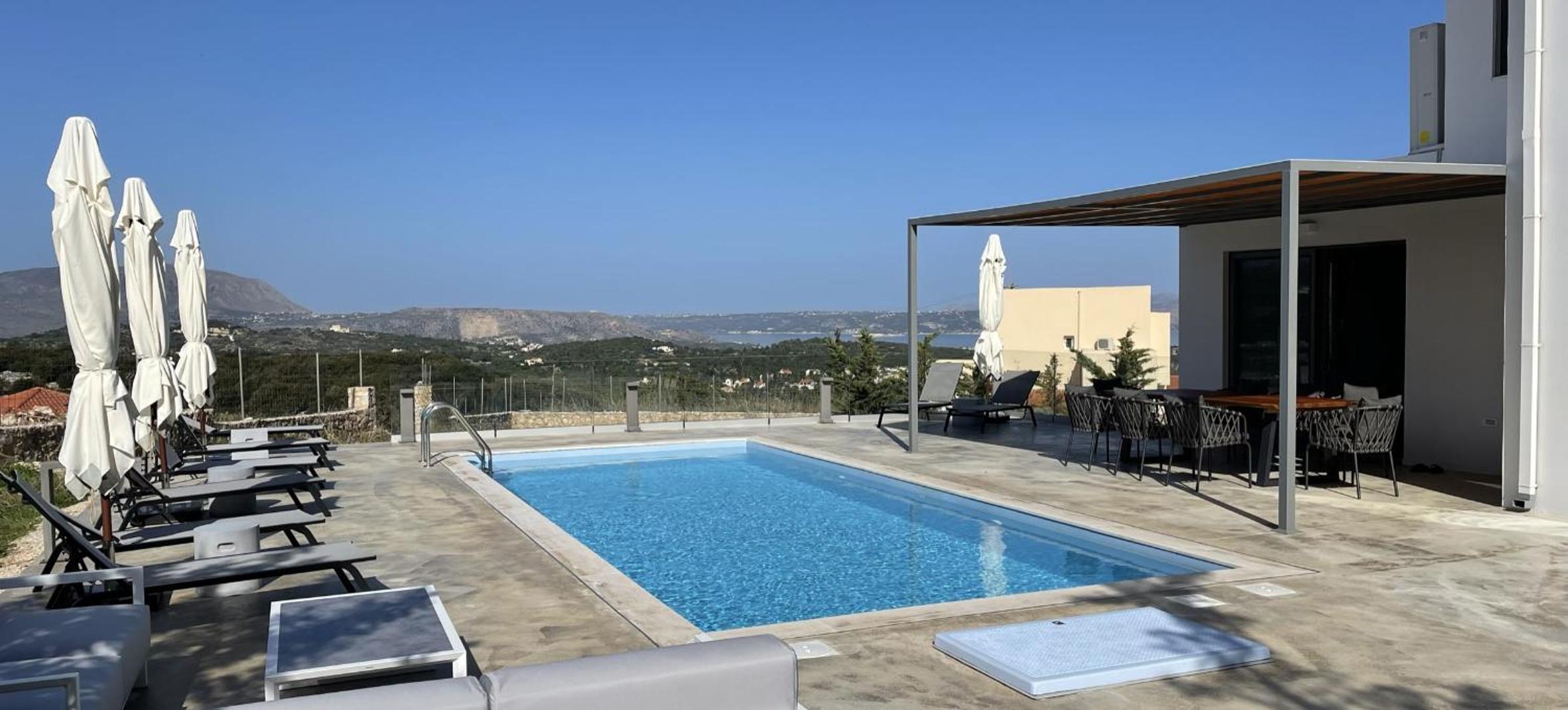STUNNING MOUNTAIN AND SEA VIEW VILLA ELENI IN VAMOS