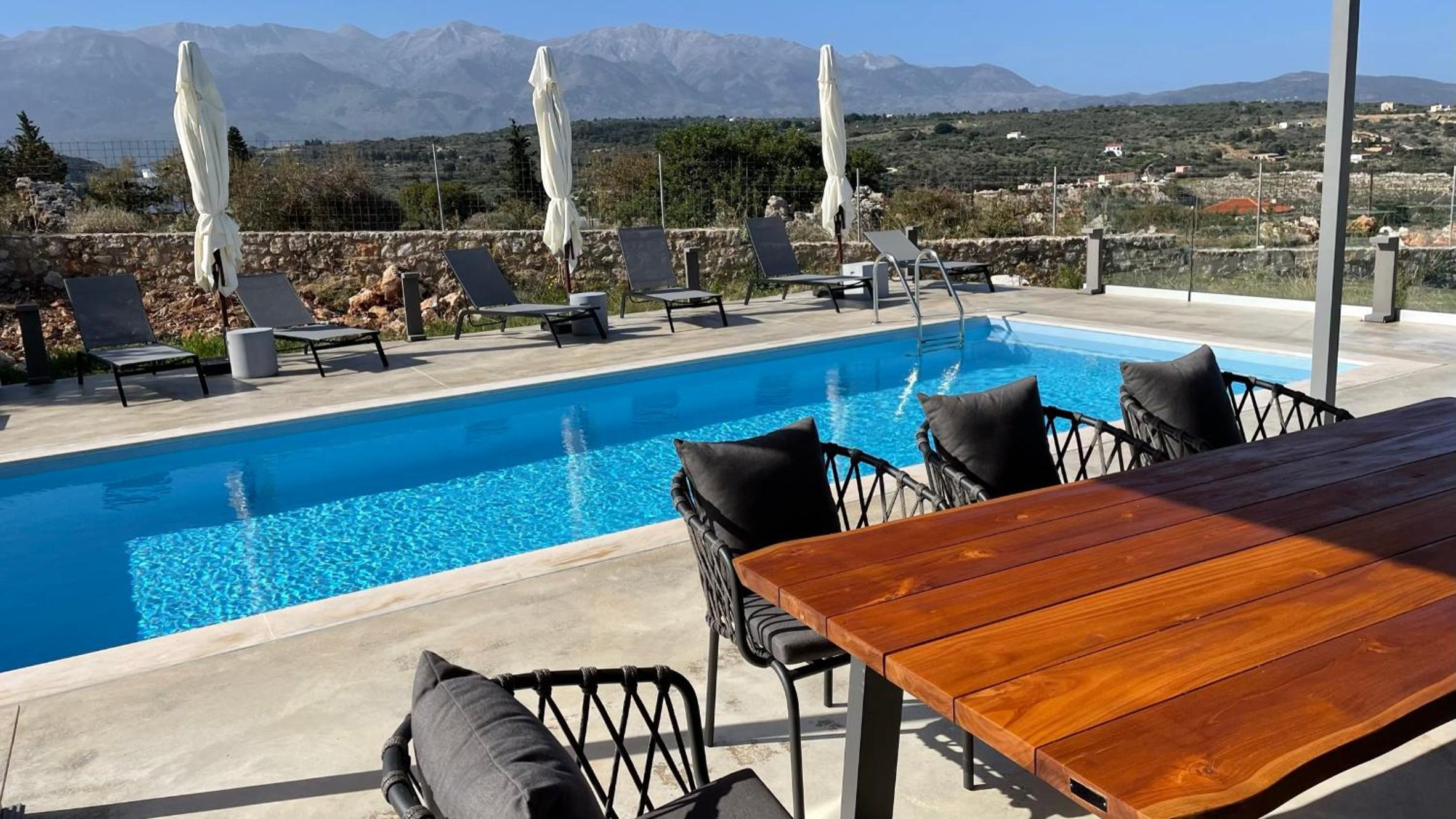 STUNNING MOUNTAIN AND SEA VIEW VILLA ELENI IN VAMOS