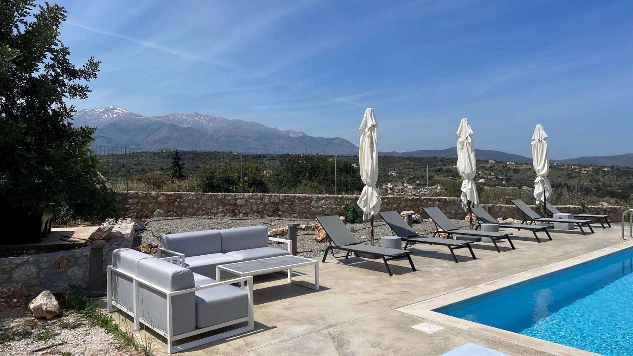 STUNNING MOUNTAIN AND SEA VIEW VILLA ELENI IN VAMOS
