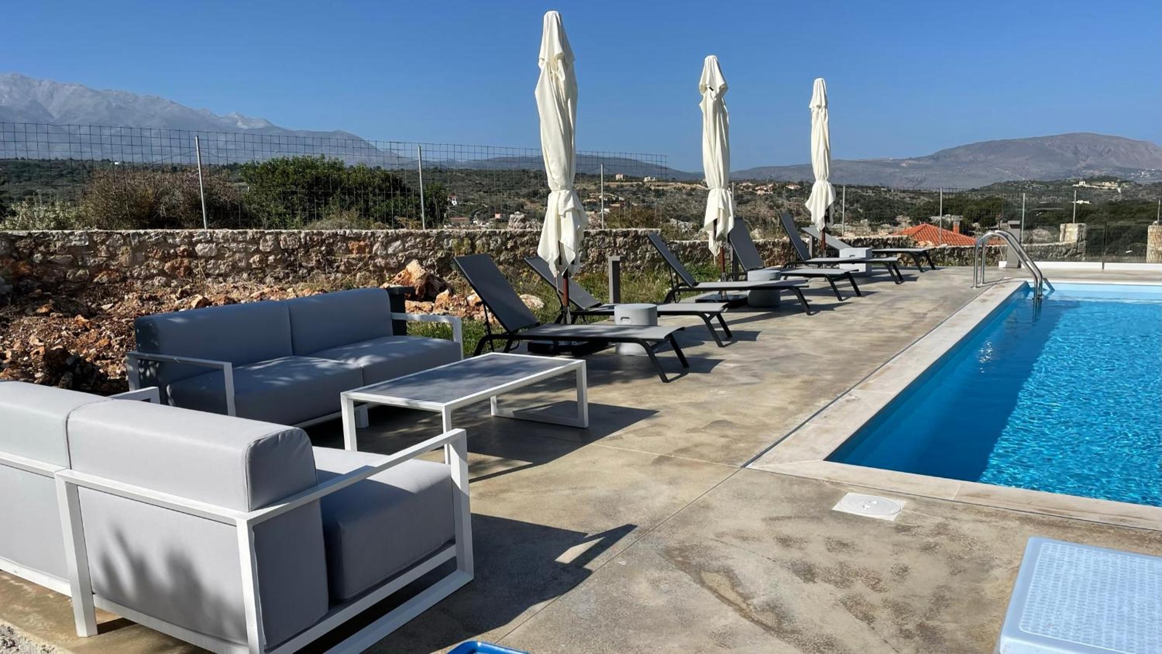 STUNNING MOUNTAIN AND SEA VIEW VILLA ELENI IN VAMOS