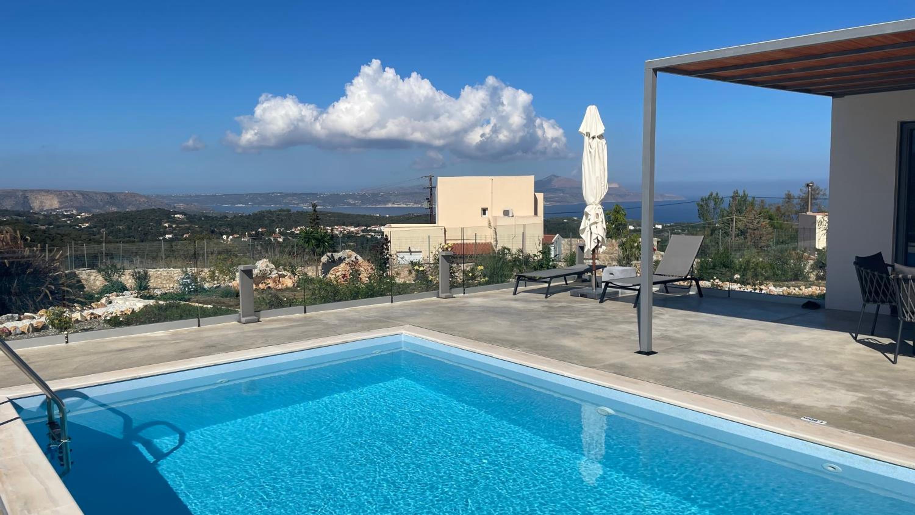 STUNNING MOUNTAIN AND SEA VIEW VILLA ELENI IN VAMOS