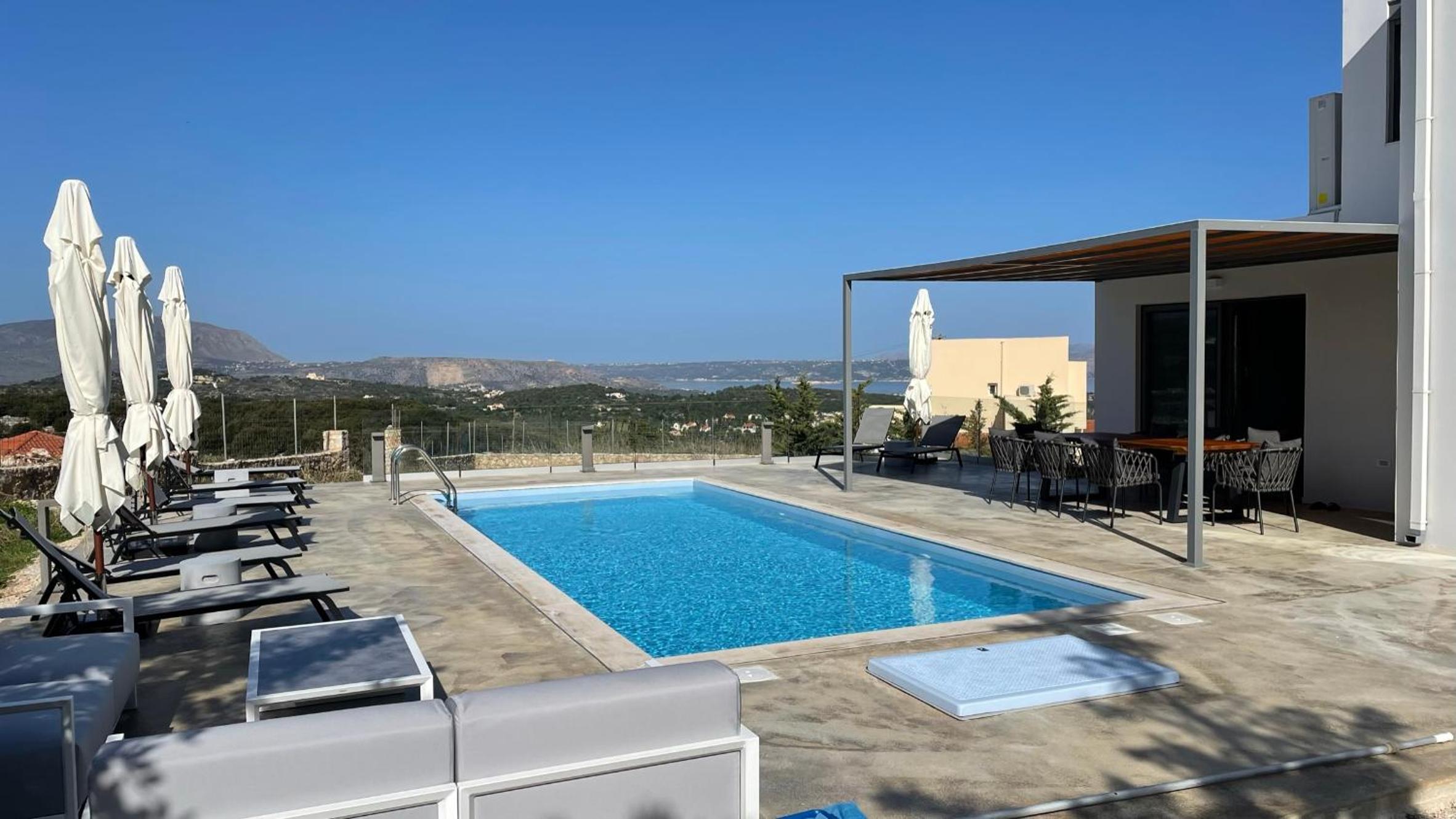 STUNNING MOUNTAIN AND SEA VIEW VILLA ELENI IN VAMOS