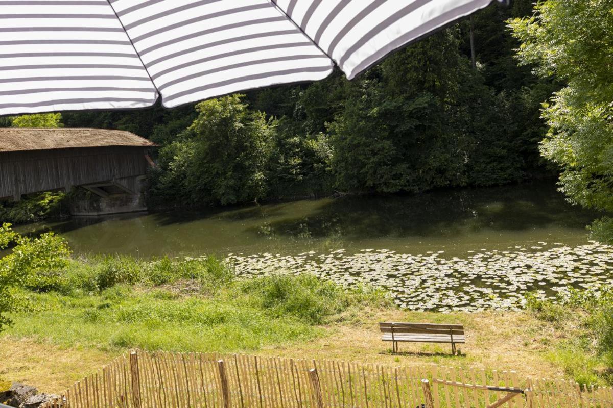 Ferienhaus Pure Jagst, Traum-Lage am Fluss mit Kaminzimmer und Infrarot-Wärmekabine
