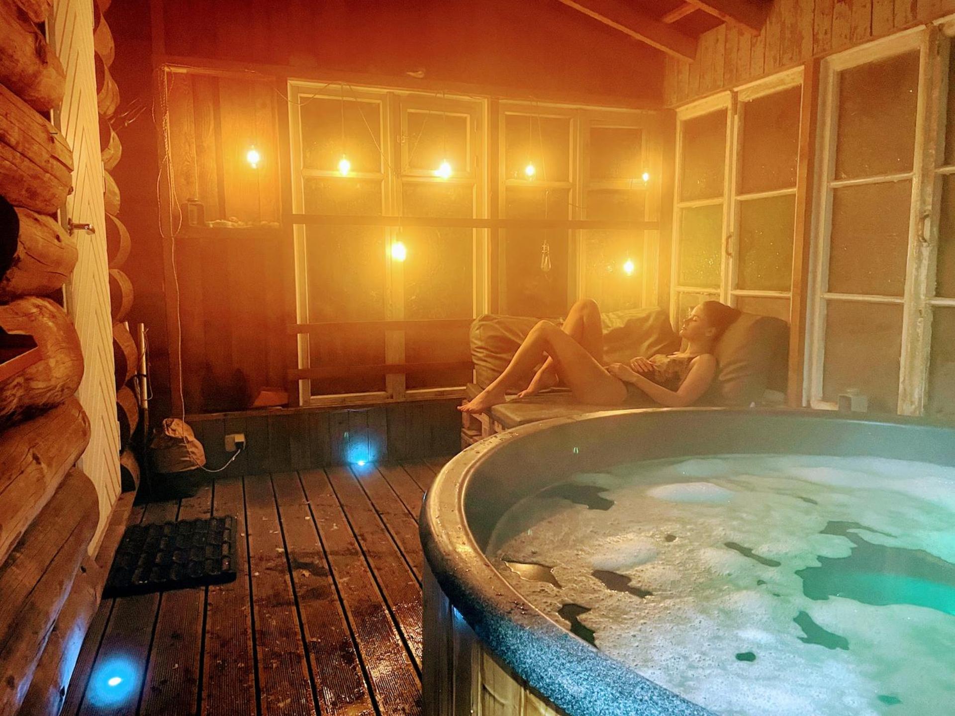 Eco houses with a hot tub and sauna