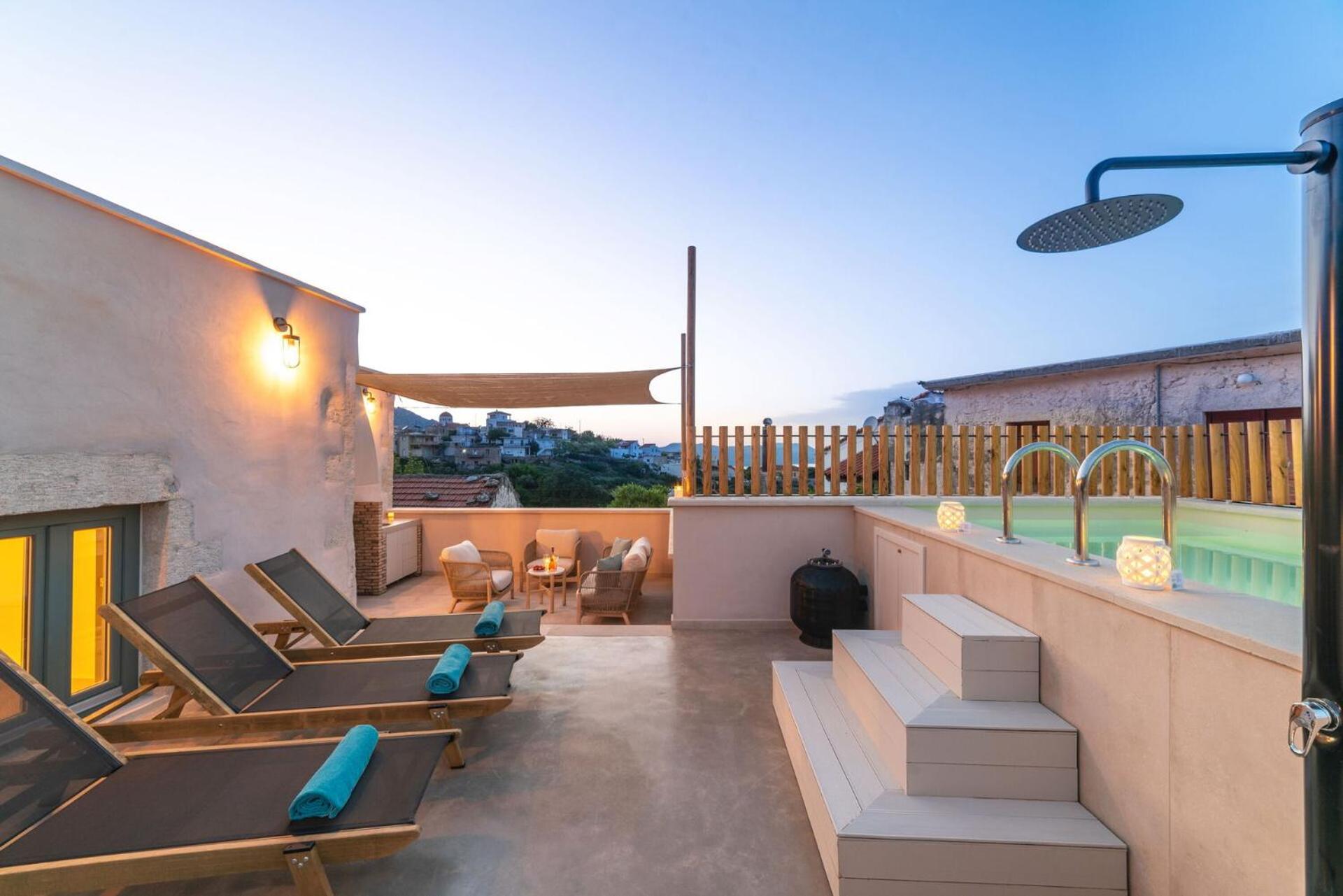 Villa Mirage Kournas Rooftop Sunset by Posarelli