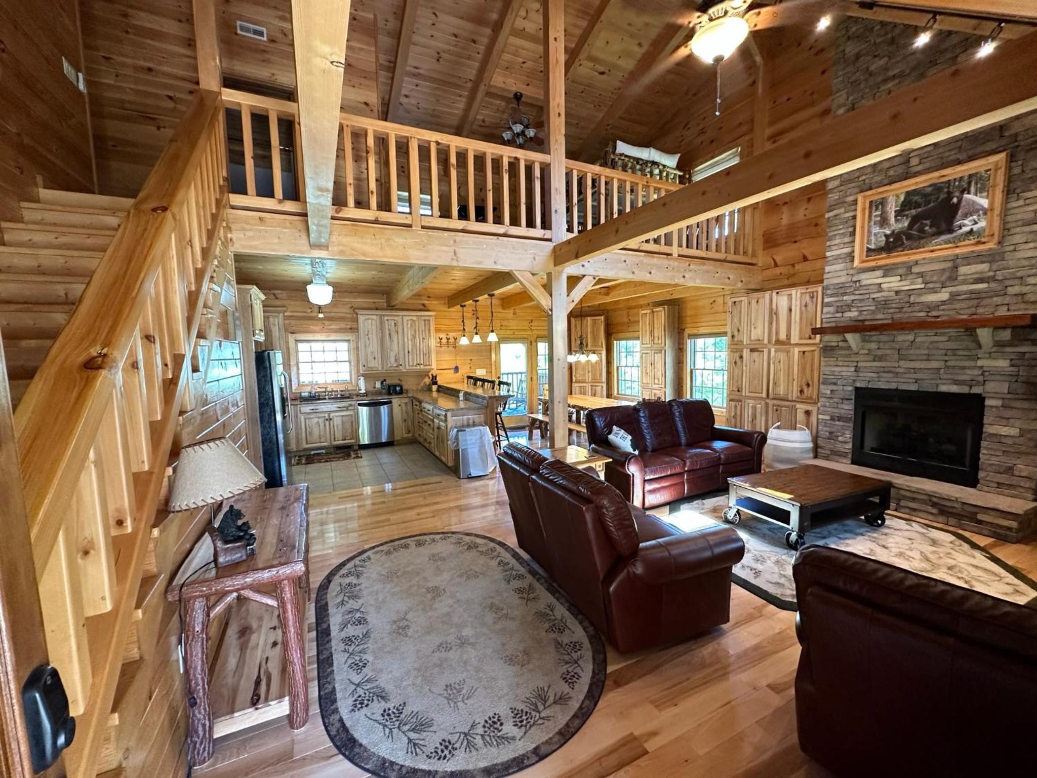 Peaceful Cabin on Lake Outdoor kitchen 3 Patios Firepit 2 Story Dock view 4