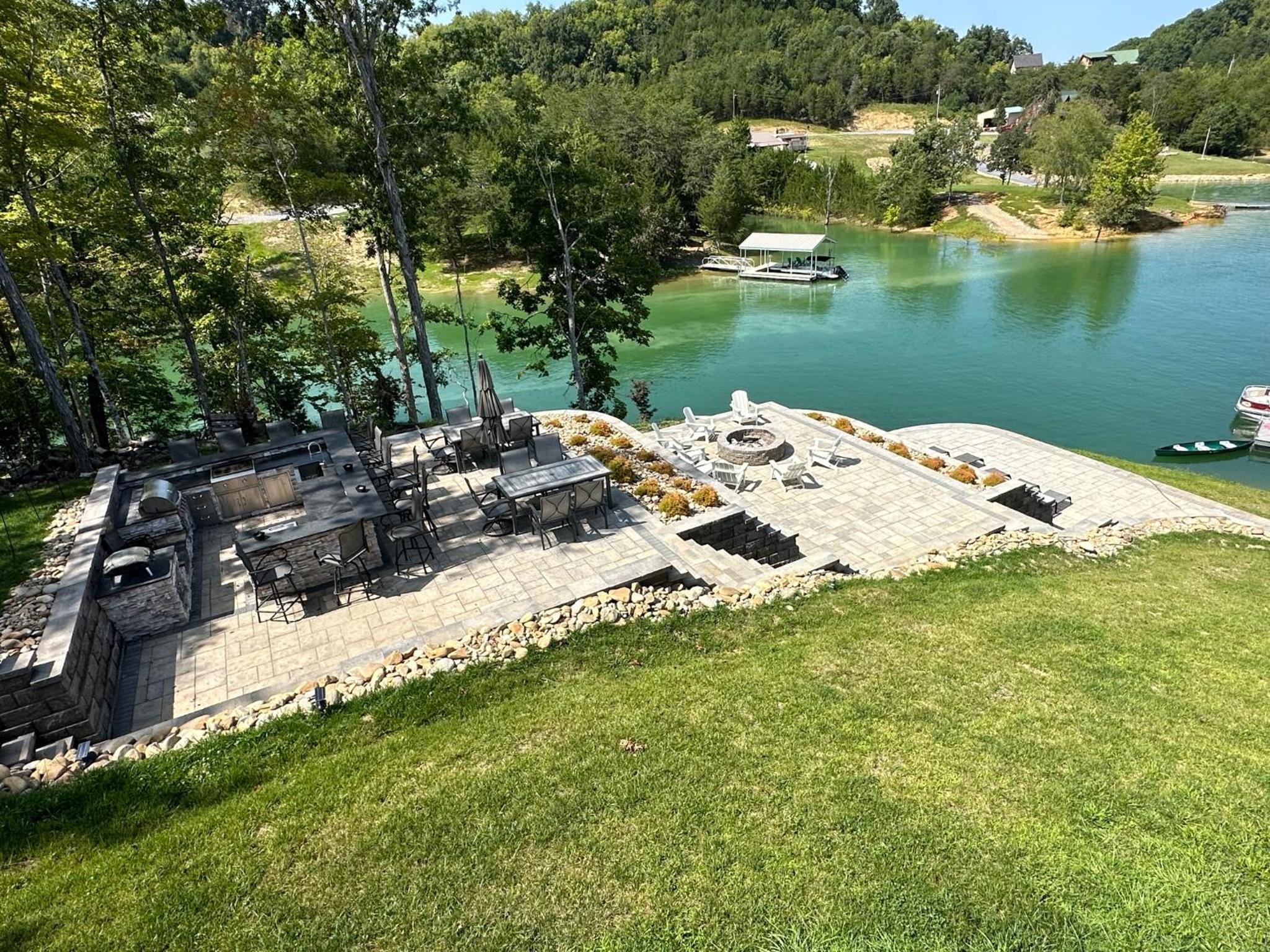 Peaceful Cabin on Lake Outdoor kitchen 3 Patios Firepit 2 Story Dock view 5