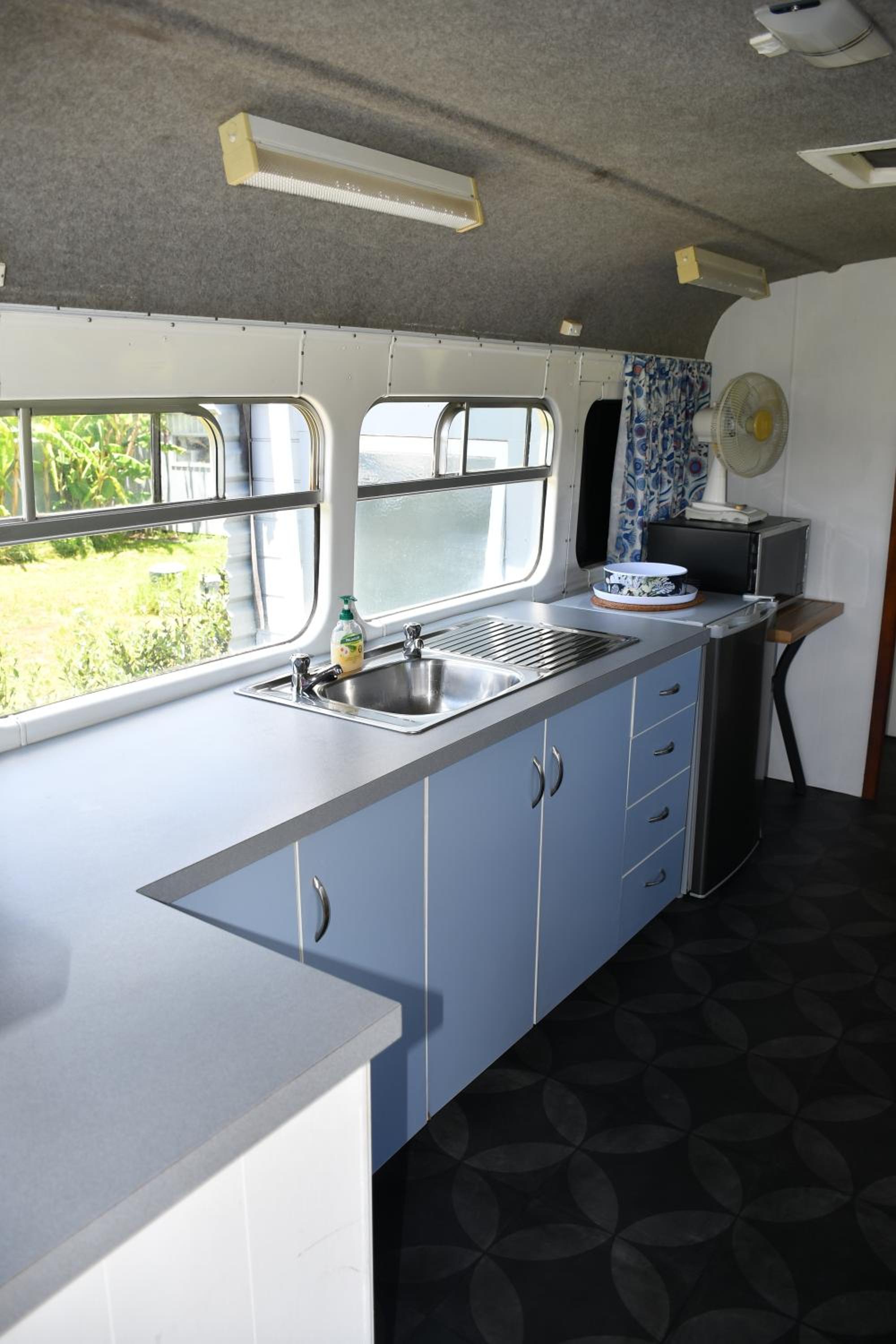 Evi the school bus at Oromahoe Downs Farm view 4