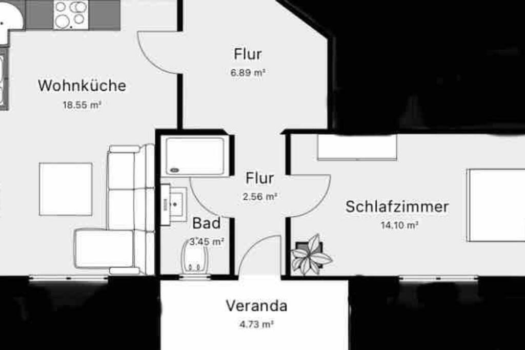 Schönes 2 Zimmer Apartment an der Stadt Grenze mit Klimaanlage