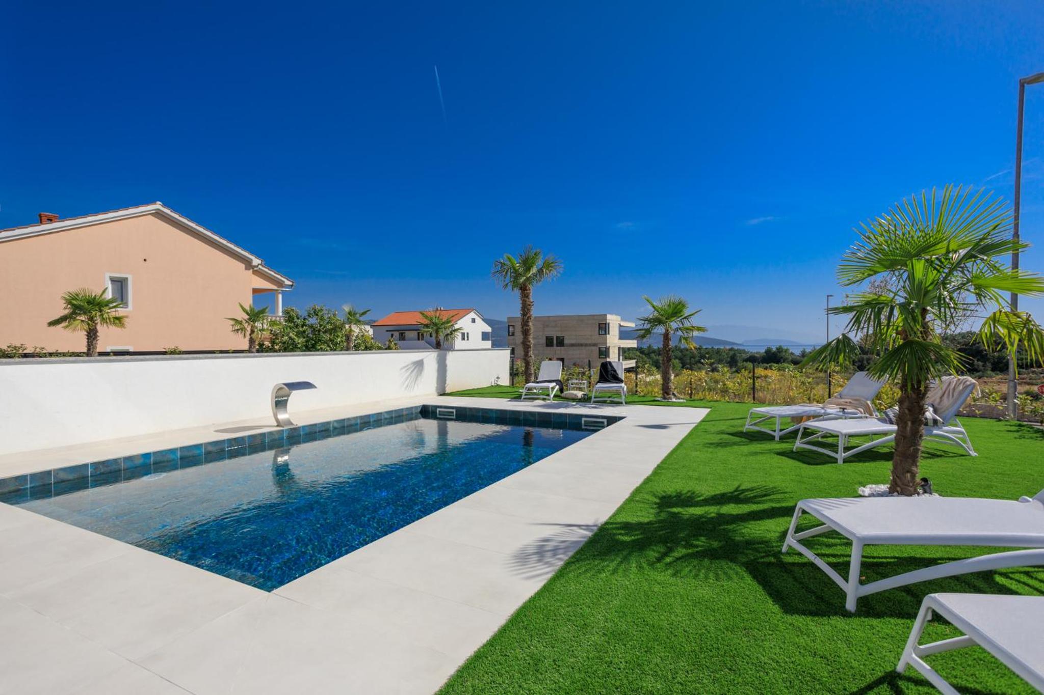 Deluxe villa with heated pool, whirpool, sea view near beautiful beach III - by Traveler tourist agency Krk ID 2402 view 2