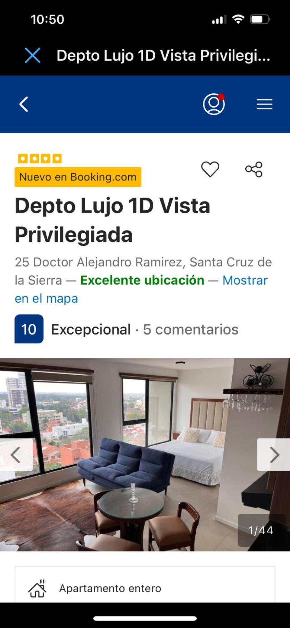 Depto Lujo 1D Vista Privilegiada