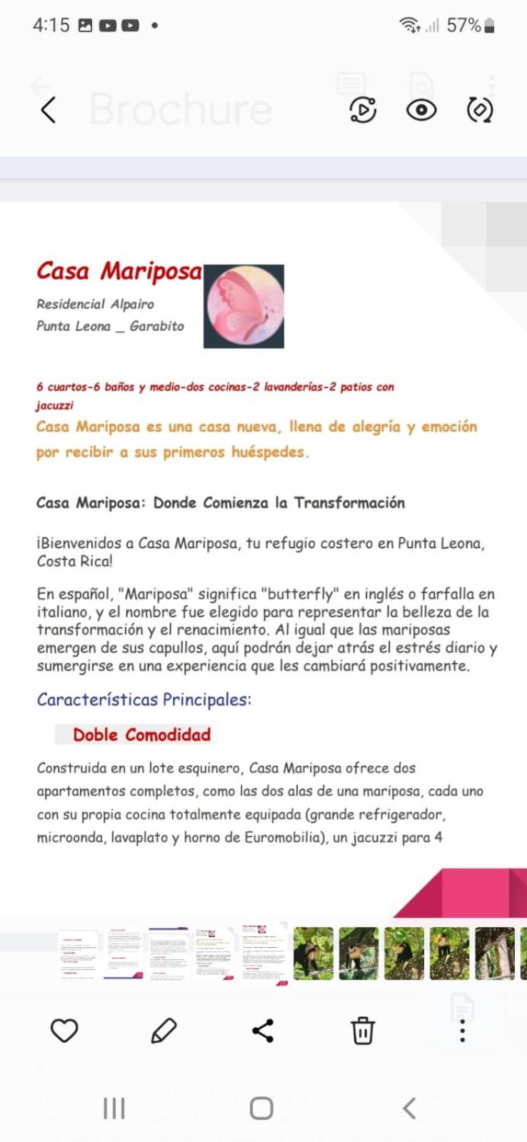 CASA MARIPOSA en Punta Leona a 500 metros de la playa FULL EQUIPADA Espacio y precio a tu medida Posibilidad de alquilar la casa entera, dos apartamentos a