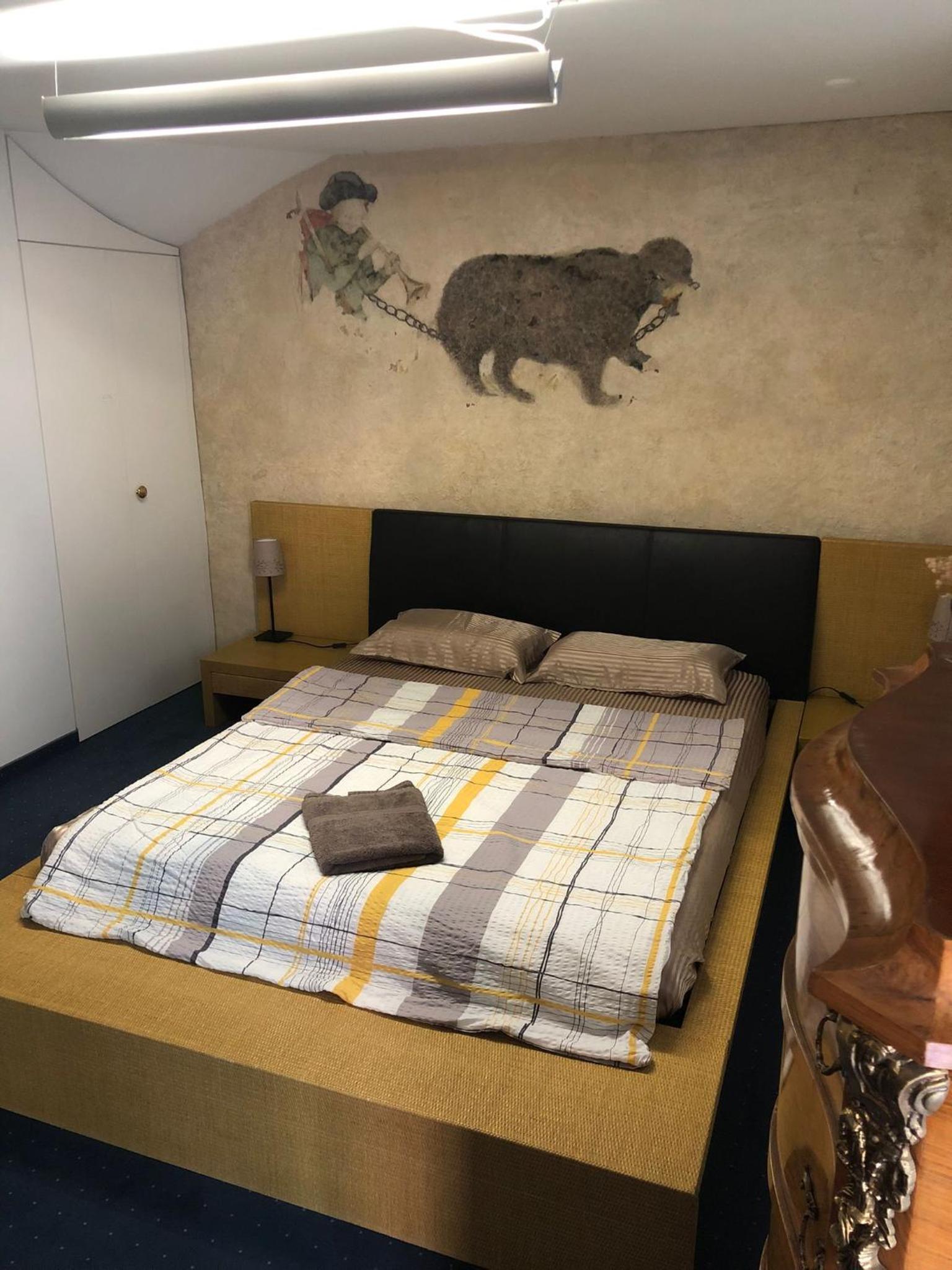 Bedroom cum office with shared shower in Zug's Old Town