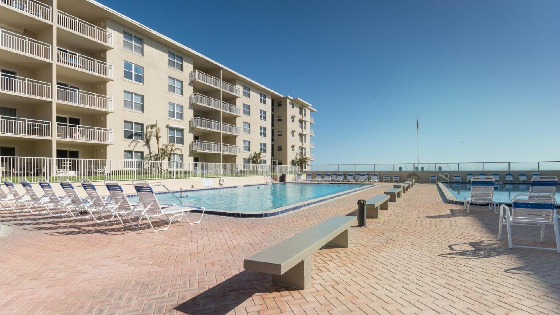 Top Floor Ocean and Pool Views located on No-Drive Beach with 2 Complex Pools