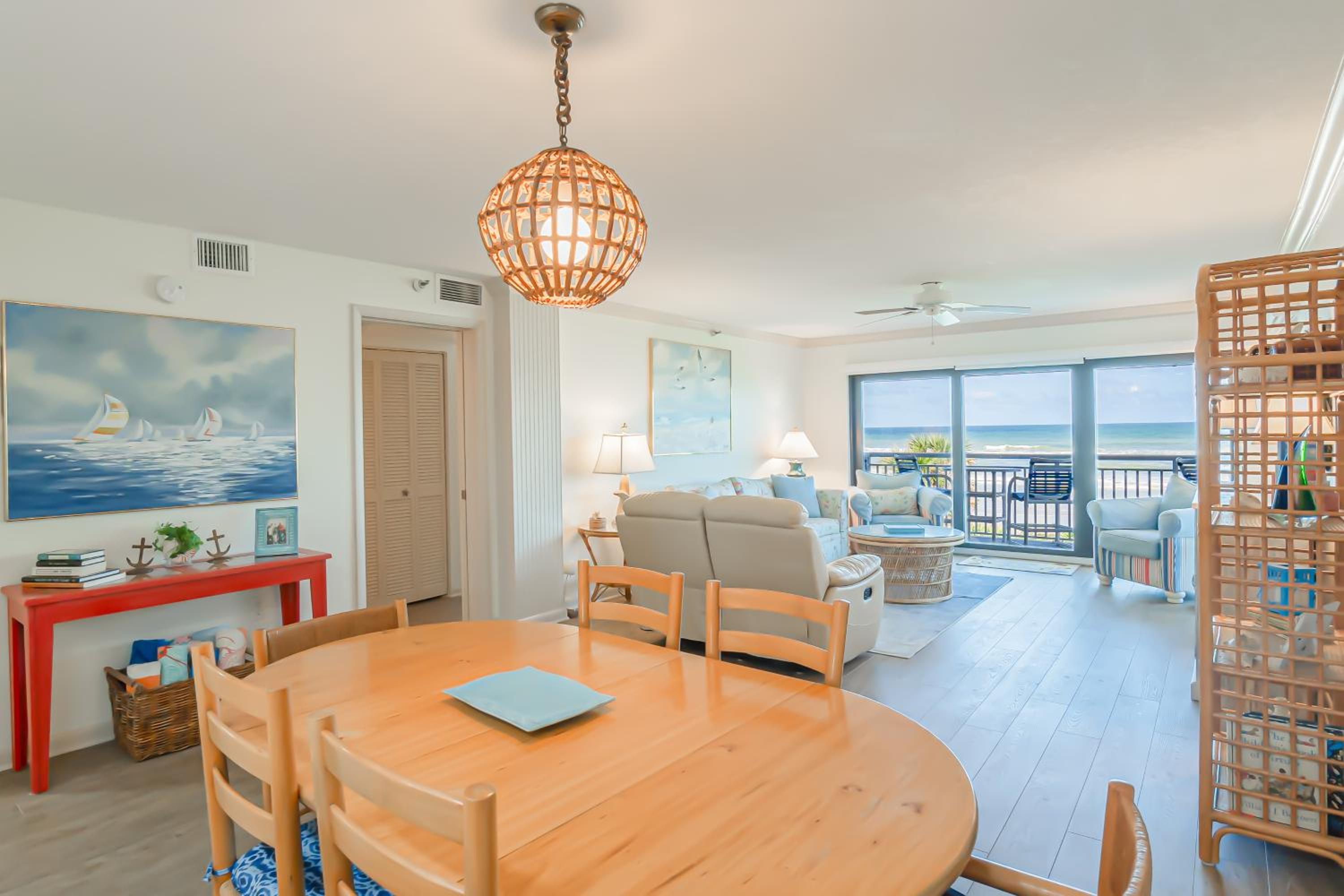 Oceanfront views on no-drive beach with complex pool!