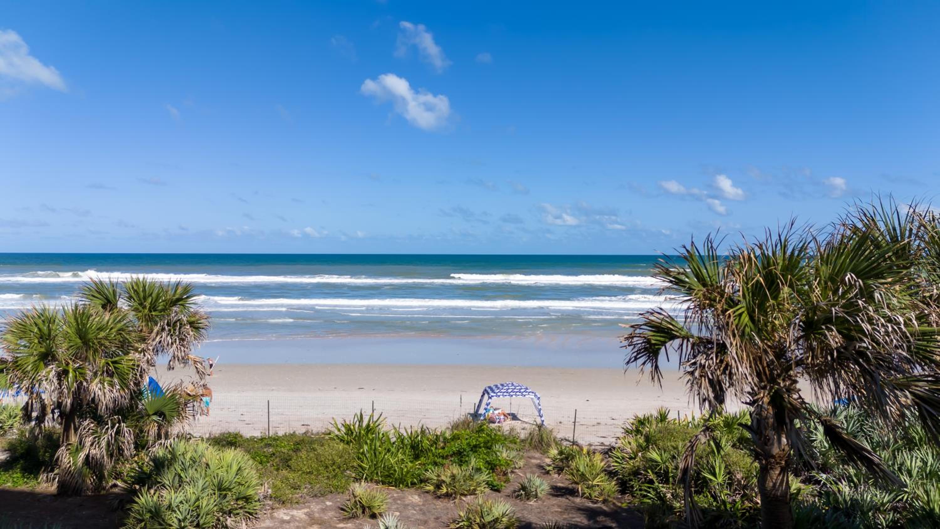 Oceanfront views on no-drive beach with complex pool!