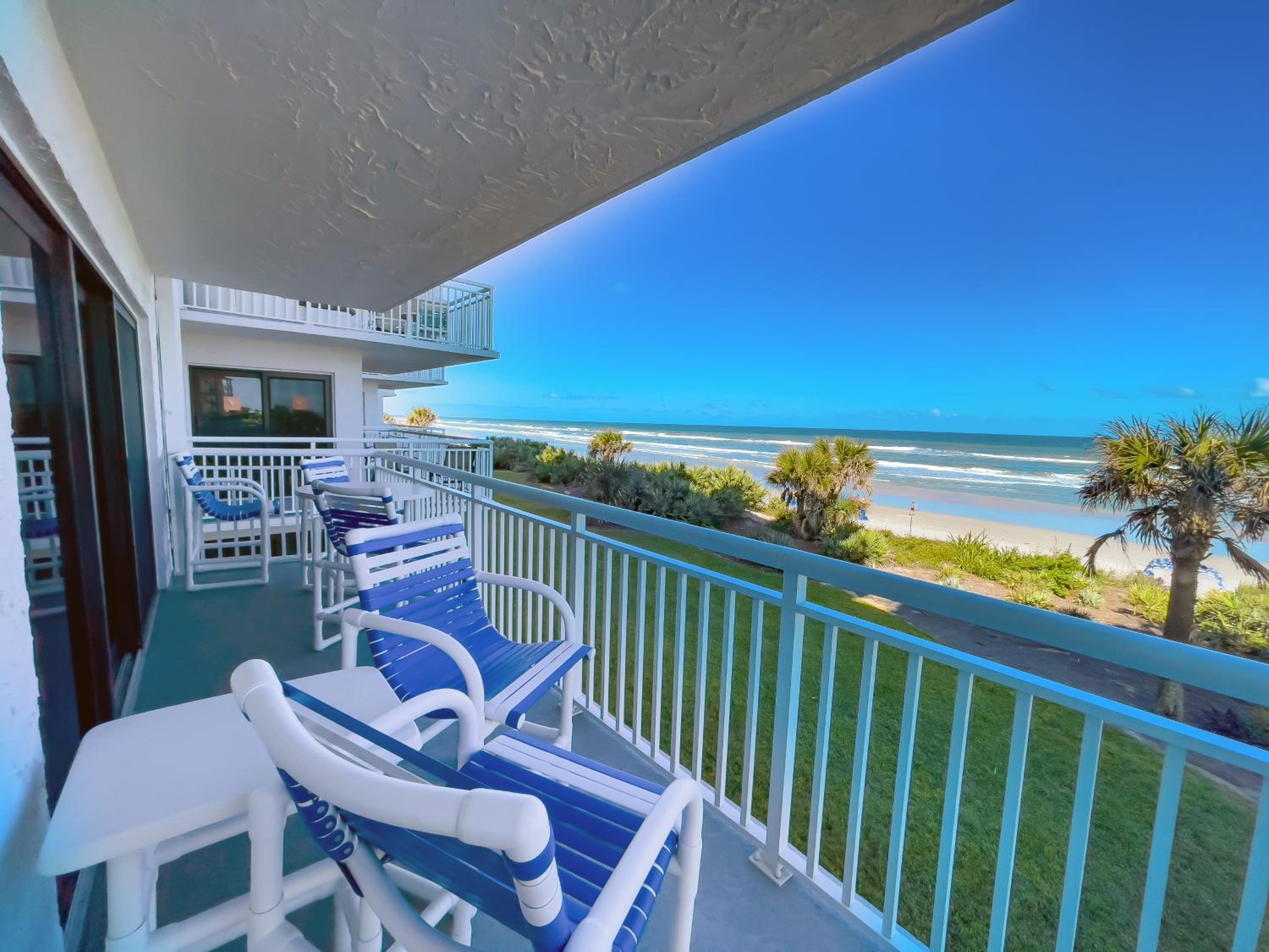 Oceanfront views on no-drive beach with complex pool!