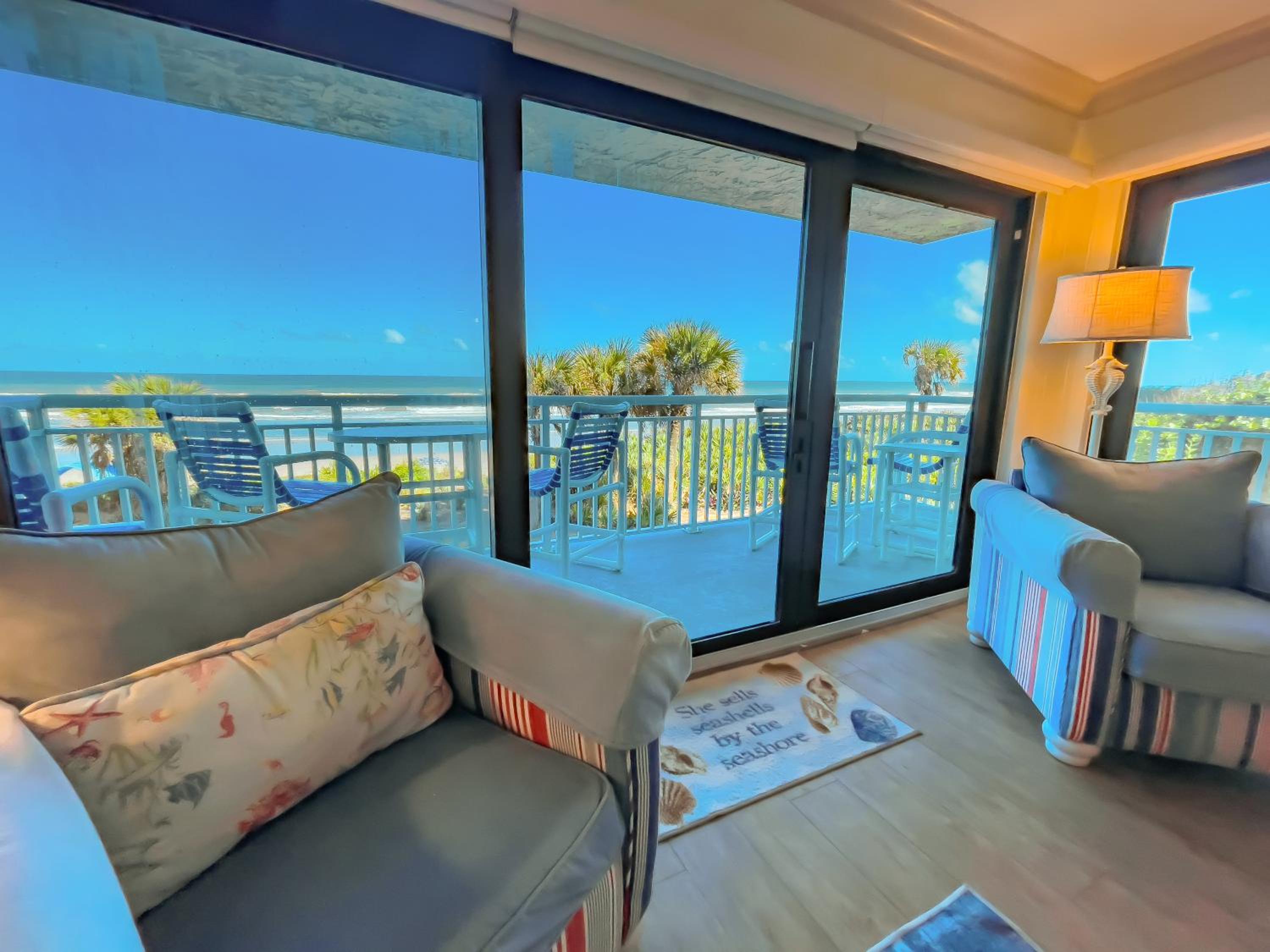 Oceanfront views on no-drive beach with complex pool!