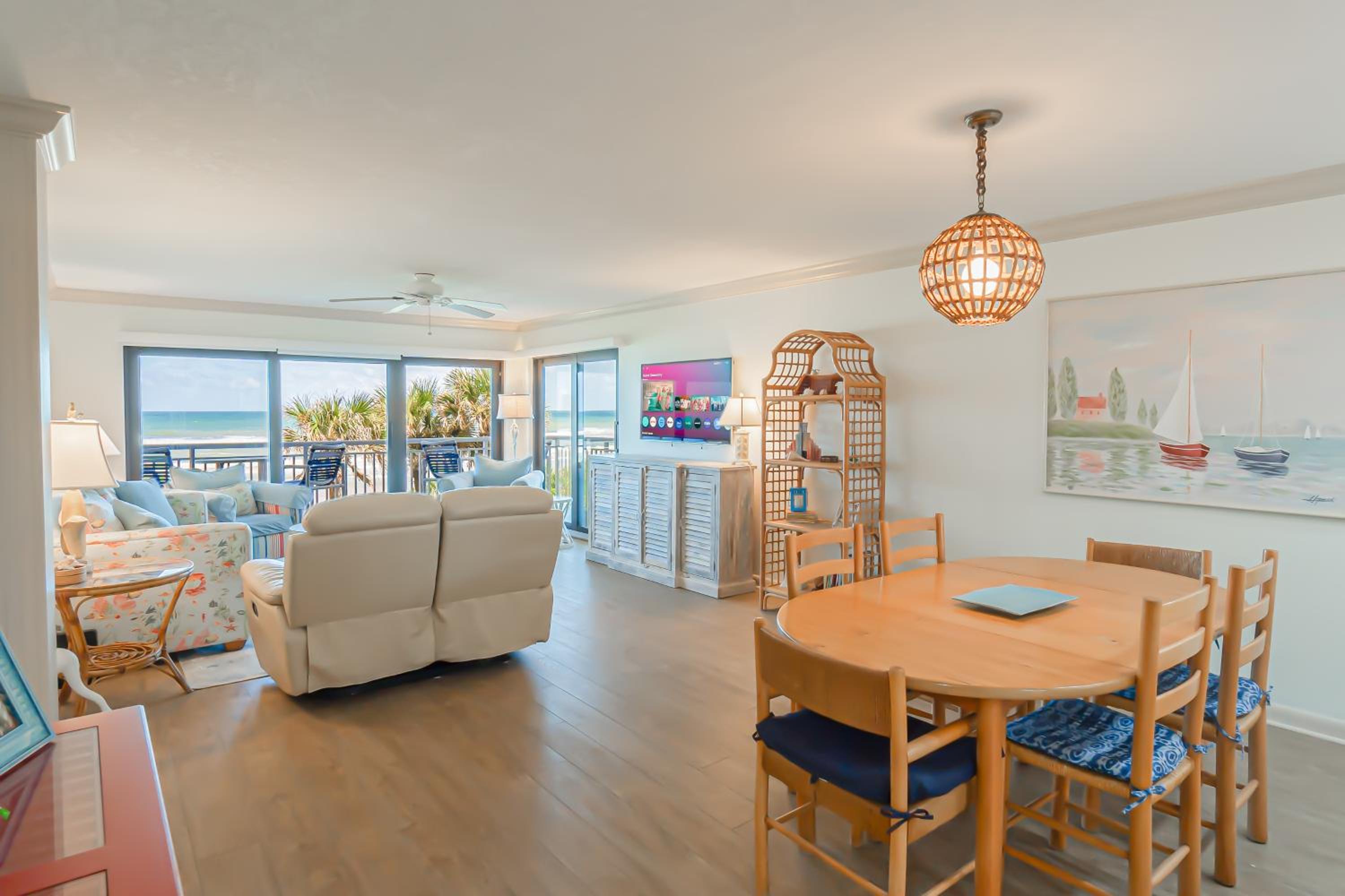Oceanfront views on no-drive beach with complex pool!