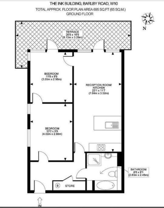 A modern two bedroom flat with private parking