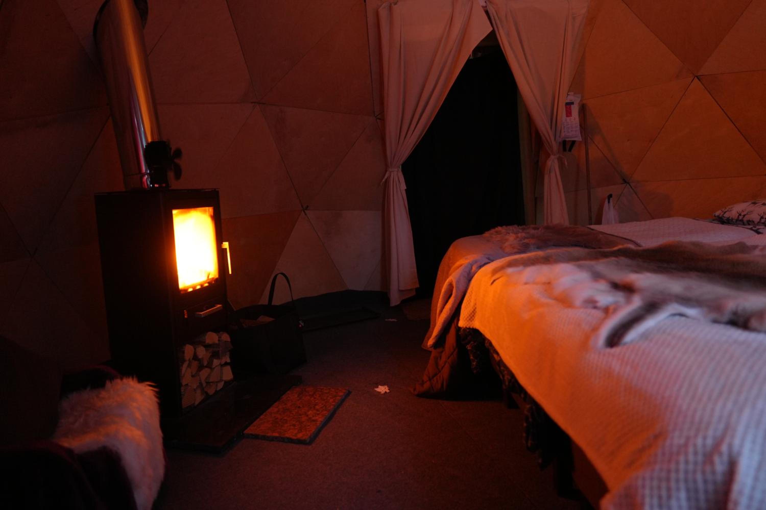 Private Jacuzzi Igloo bedroom in Aurora Lounge Hotel with shared sauna and pet friendly