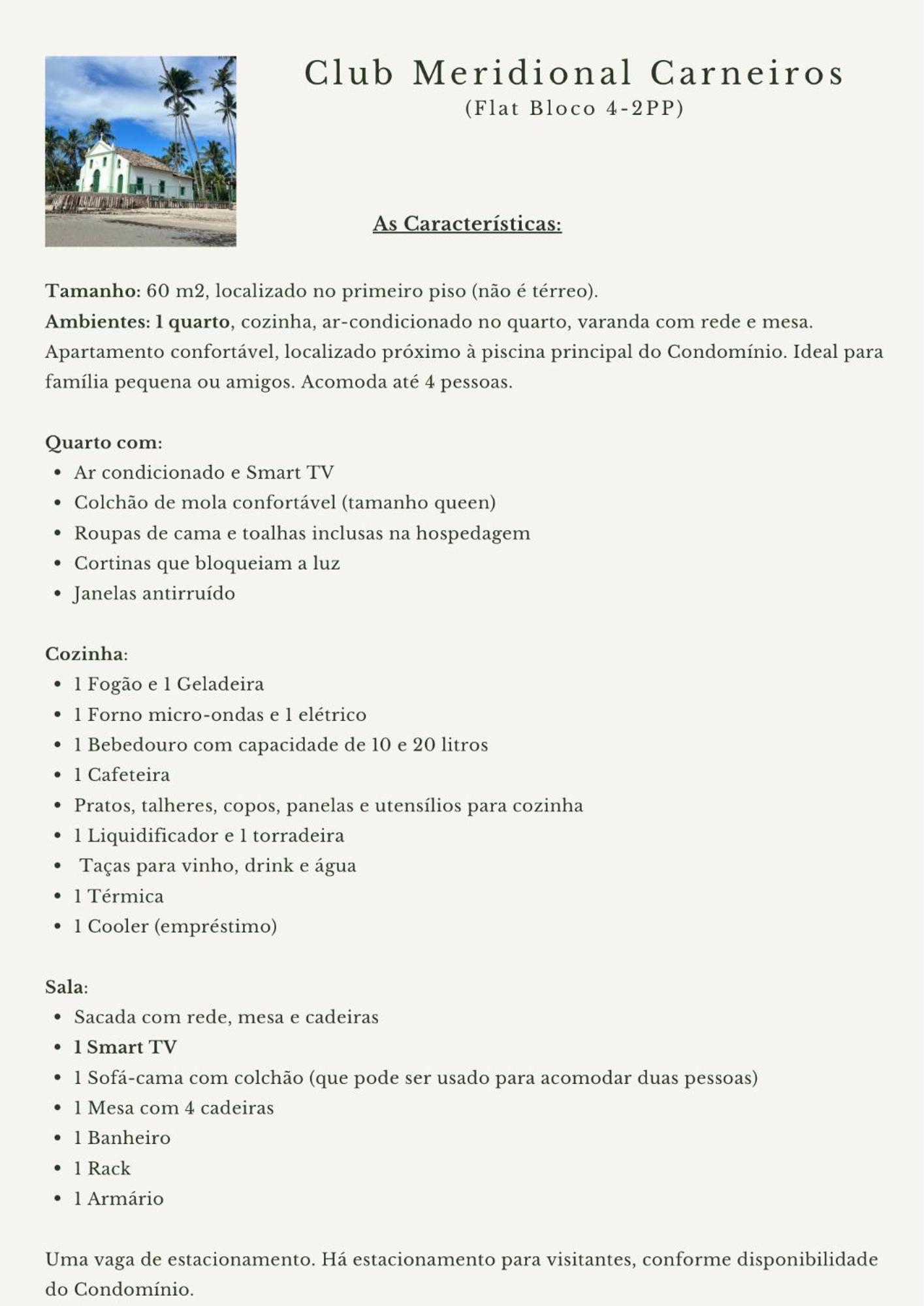 Flat no Club Meridional de Carneiros - Bloco 4-2PP