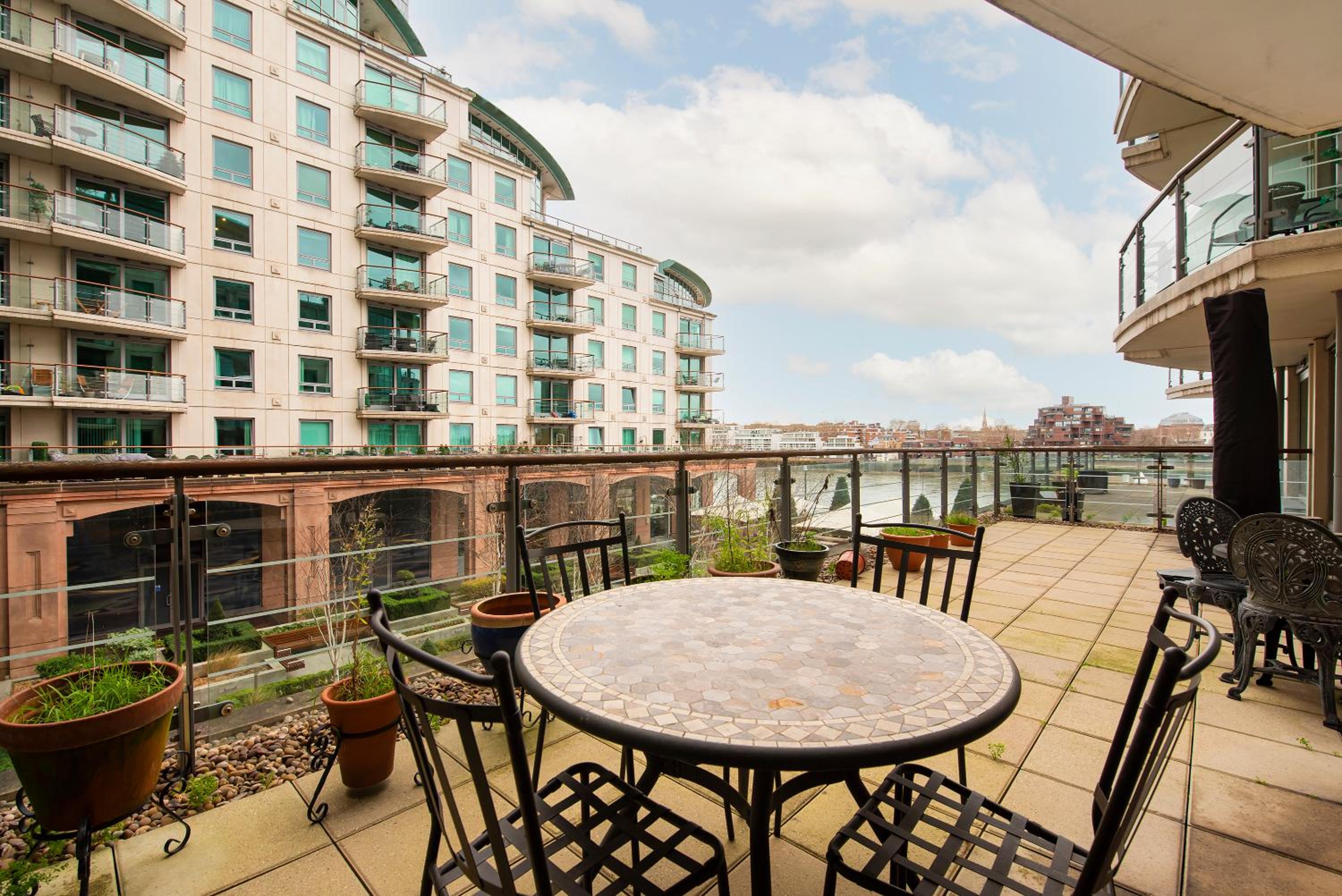 Terraced riverview apartment