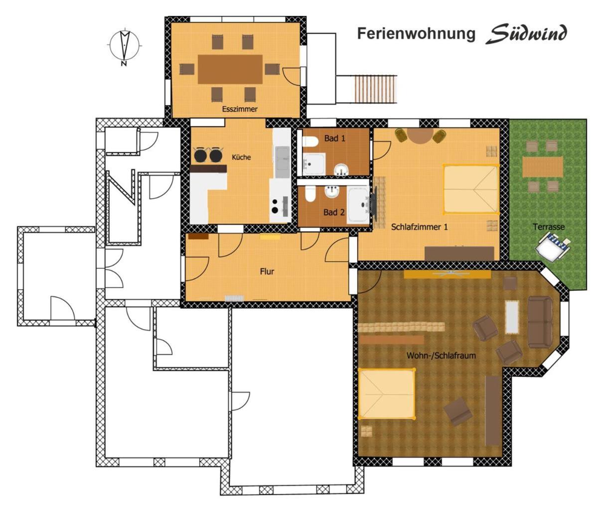 Großzügige Fewo mit Terrasse, Strandkorb