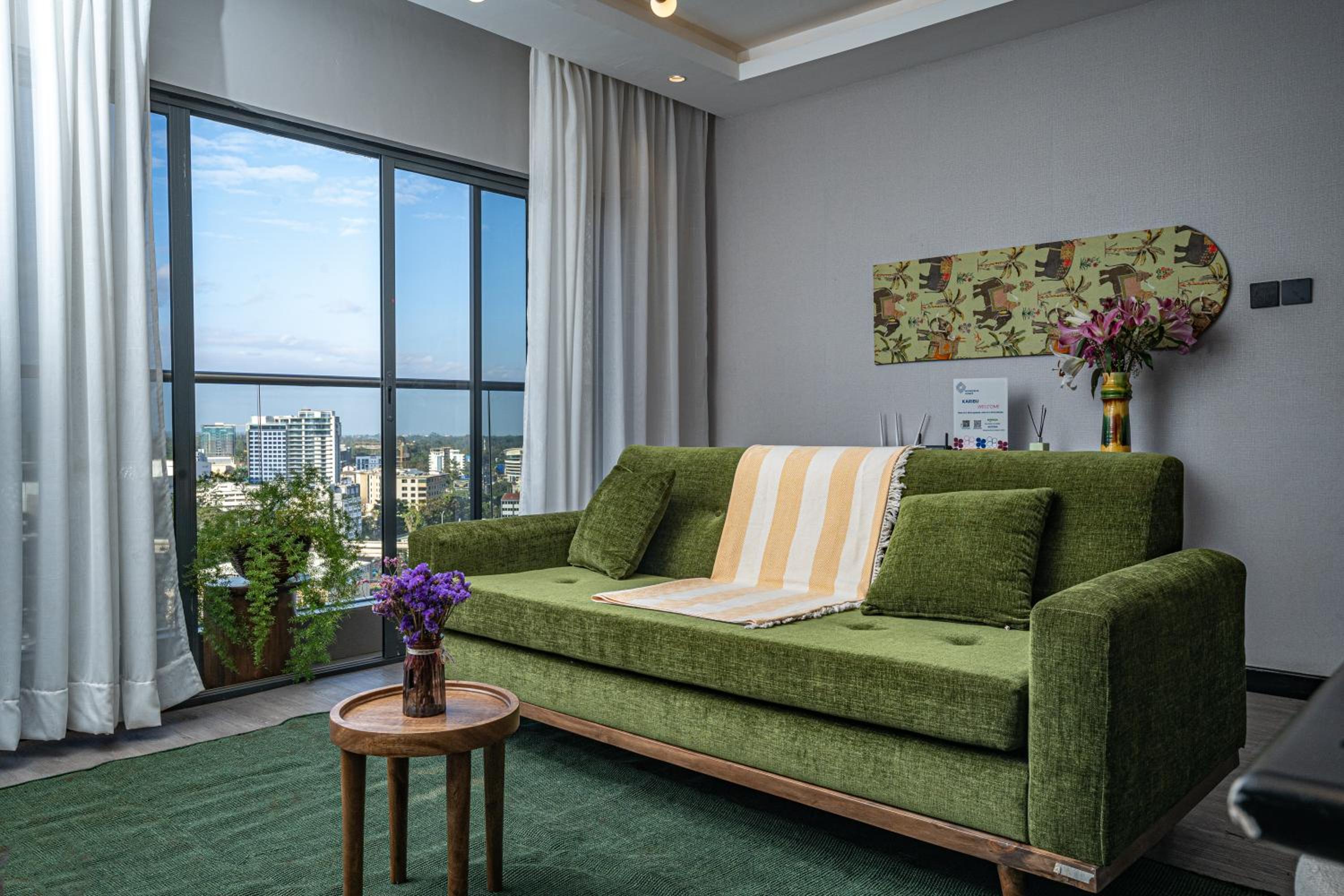 Escada Studio & 2-bedroom, Rooftop Lounge & Restaurant, Swimming Pool, Gym, Workspace, Wonderiss Properties Westlands Living view 2