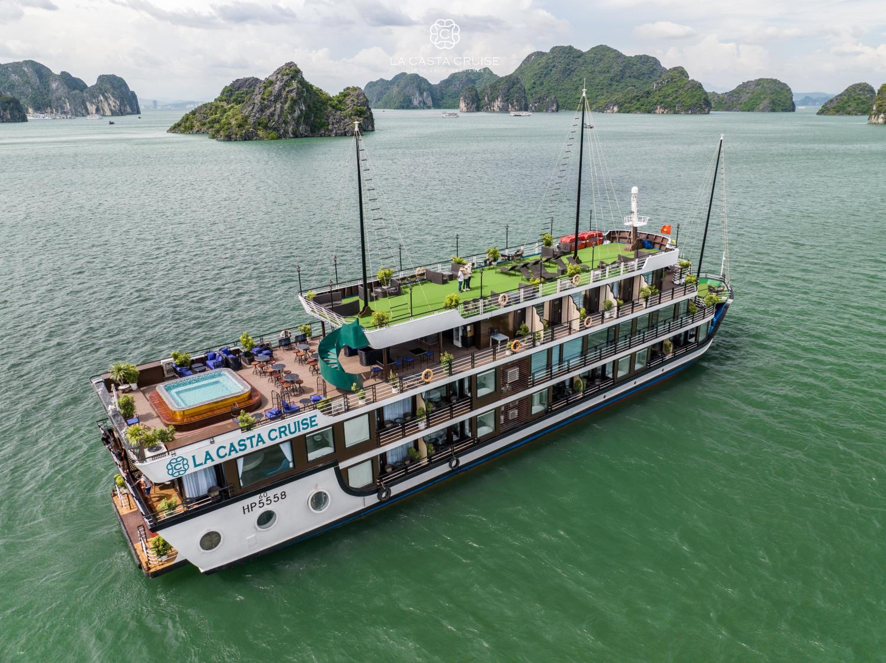 La Casta Cruise Luxury Ha Long Bay Experience Private Cabin with Ocean View Balcony and Bathtub - main view