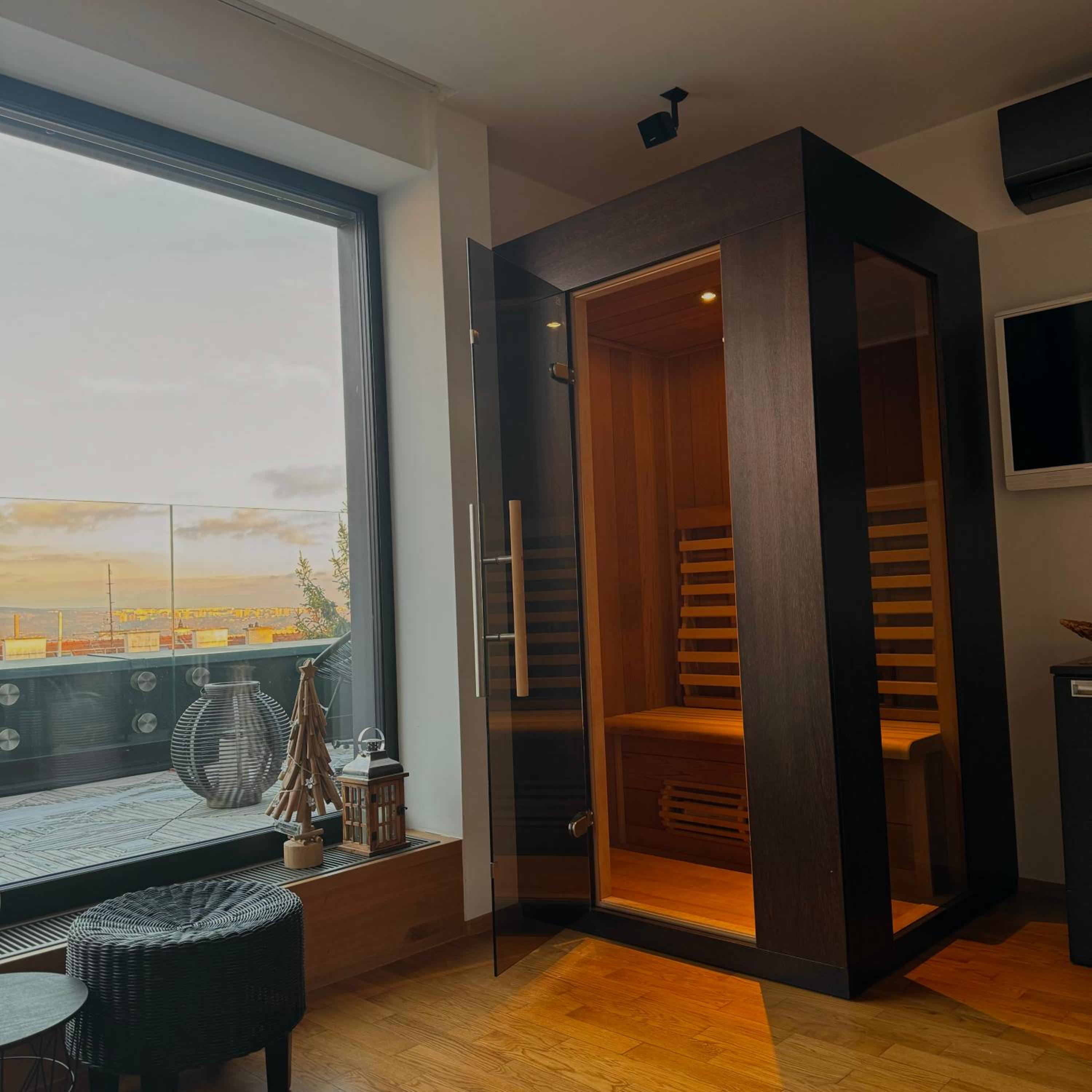 Apartmán se saunou a terasou s výhledem na Brno