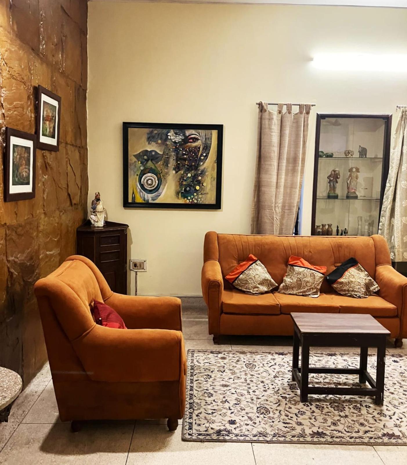 Priti's two apartments each 4 rooms ie 3 bedrooms plus living room plus kitchen in a modern independent villa with car parking, pet friendly In a green res view 4