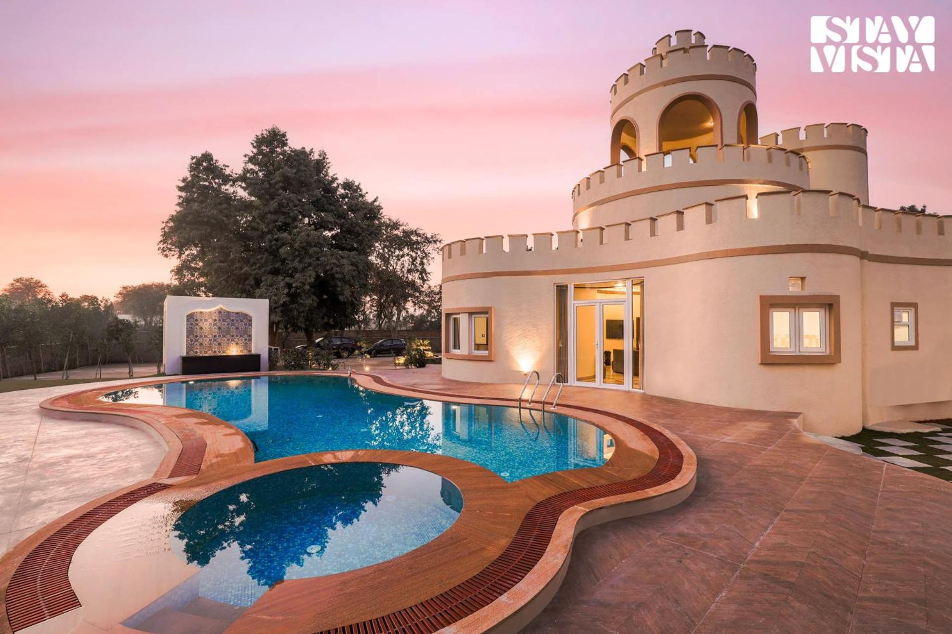 StayVista's Mystic Castle with Terrace, Swimming Pool, Lawn with Gazebo view 3