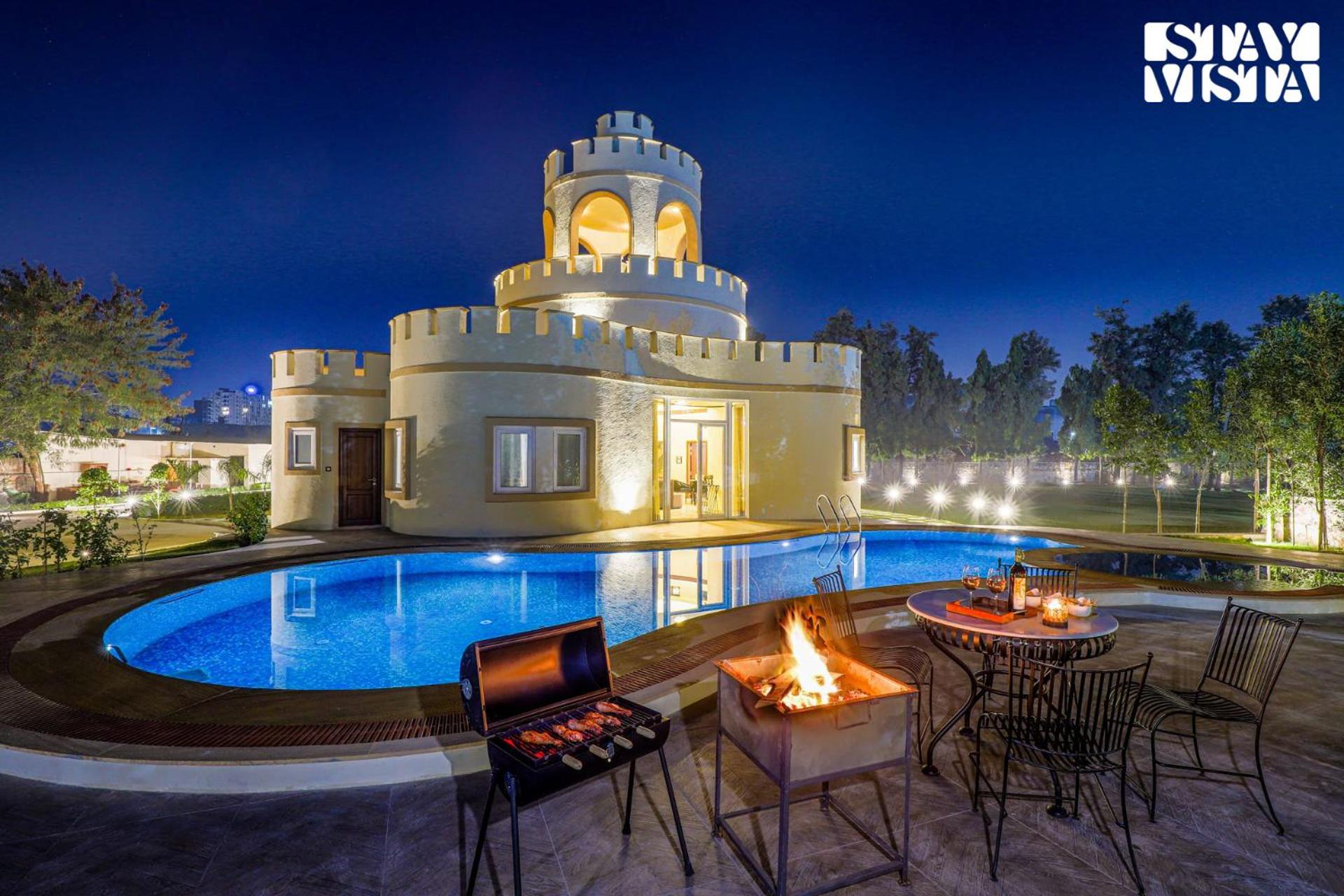 StayVista's Mystic Castle with Terrace, Swimming Pool, Lawn with Gazebo view 2