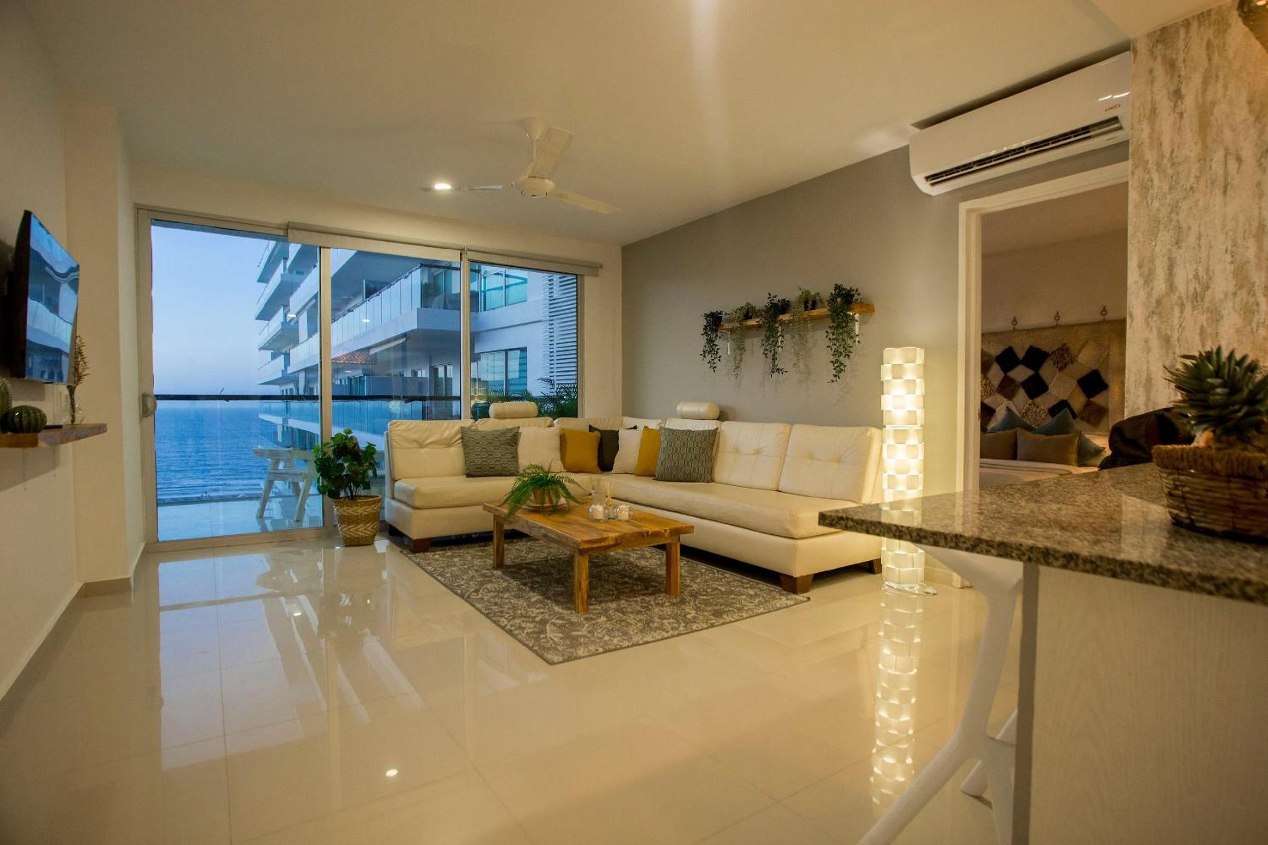 Oceanfront condominium with direct access to the beach.
