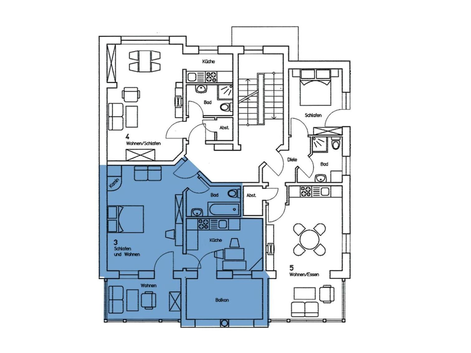Ferienwohnung 3 Villa Eden mit Strandkorb