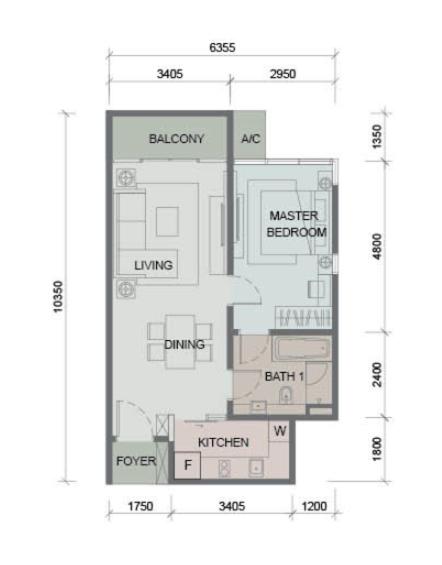 Paragon Suites CIQ 1BR Bathtub Balcony