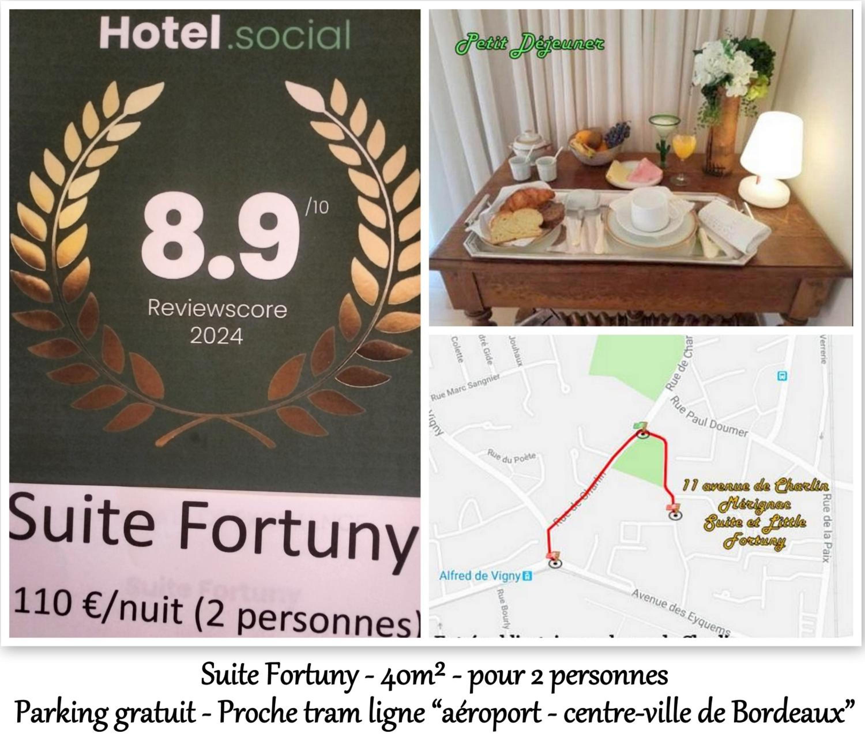 LE FORTUNY - 3 Suites, 2 apparts, 1 chambre - proche TRAM ligne aéroport et parking gratuit, photo 5