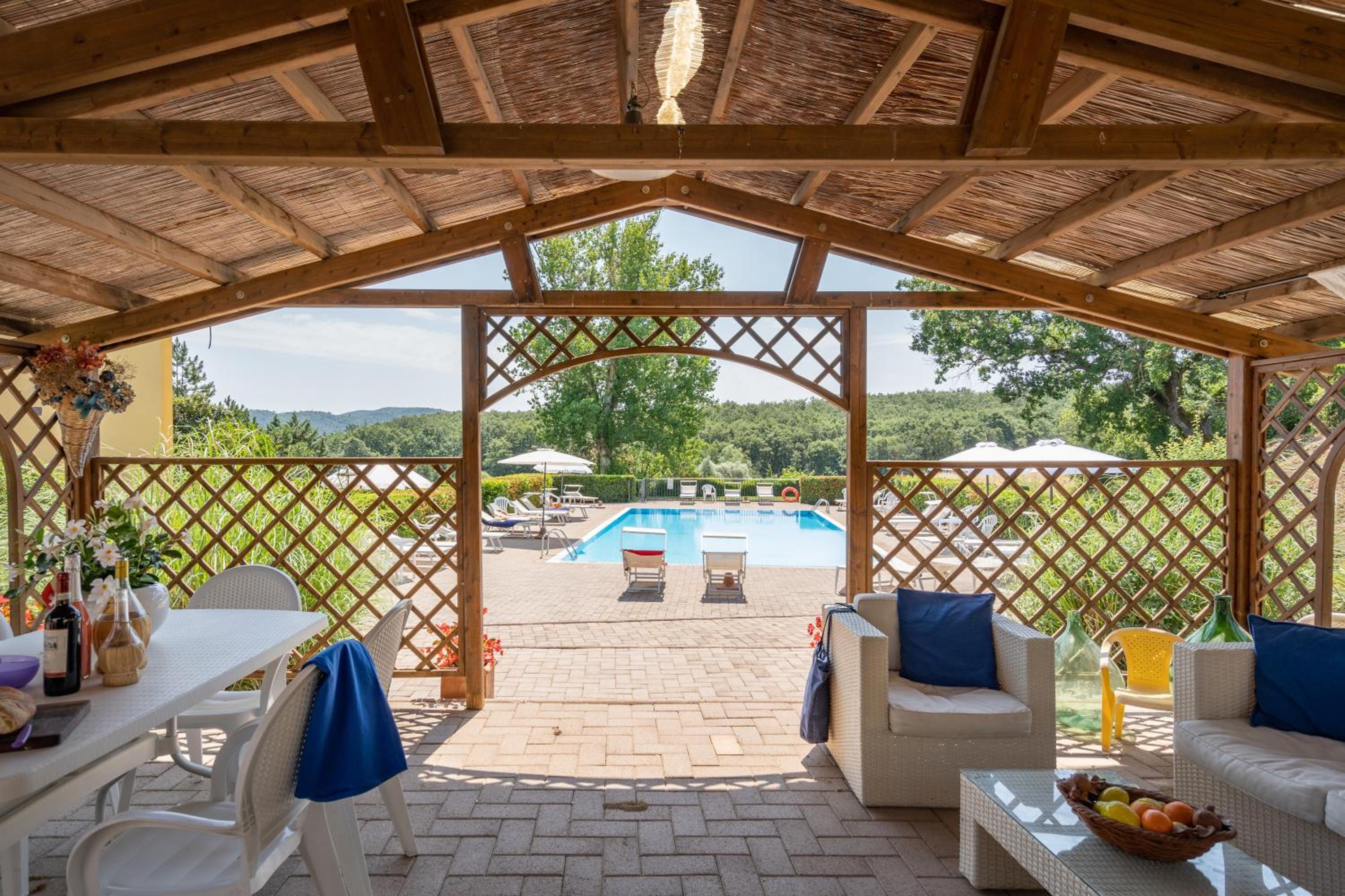 Ground floor apartment with pool view Gazebo view 5