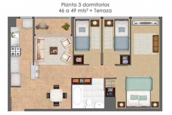 Departamento 3D con 1 Estacionamiento