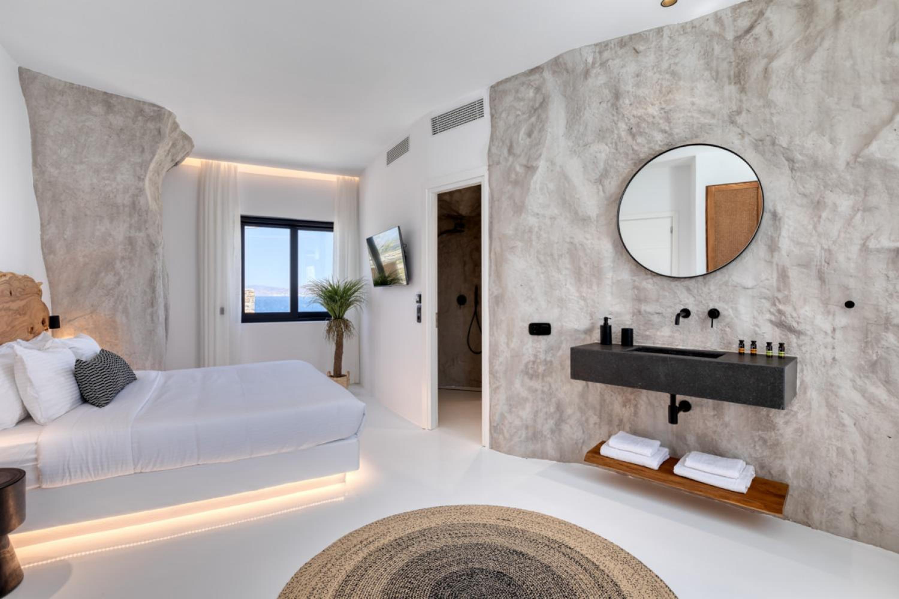 Mykonos Town Black Villa with Cave Heated Pool view 5