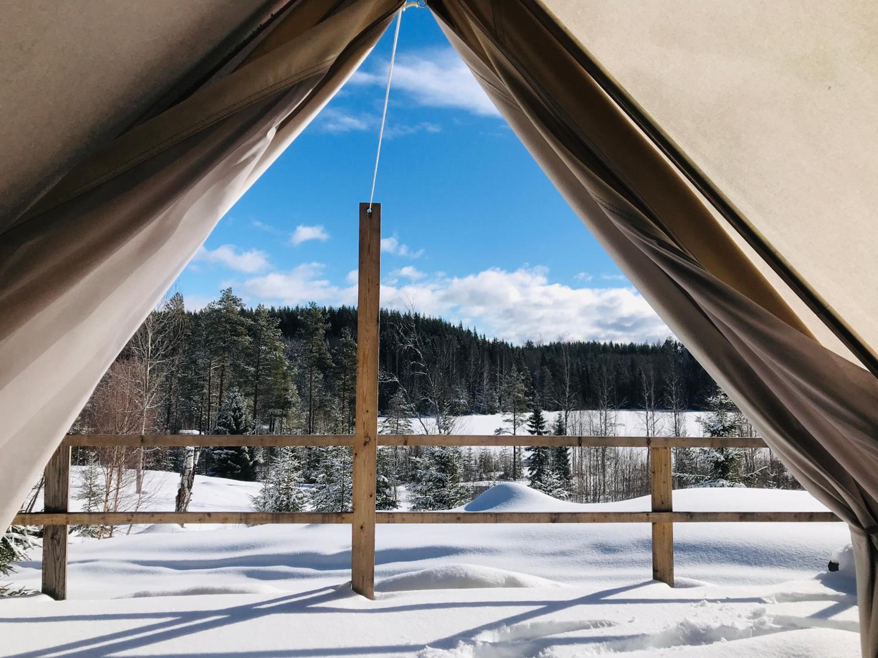 Glamping tent in a forest, lake view view 5