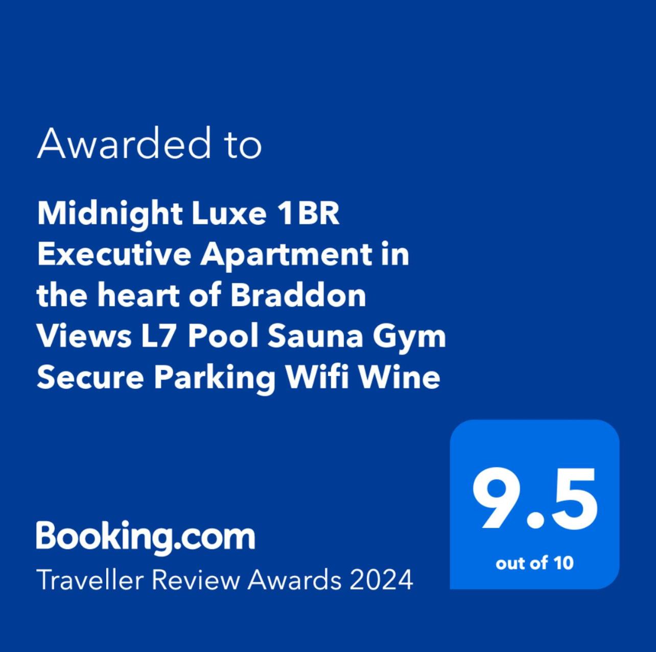 Midnight Luxe 1BR Apartment in the heart of Braddon Views from L7 Pool Sauna Gym Secure Parking Wifi Wine