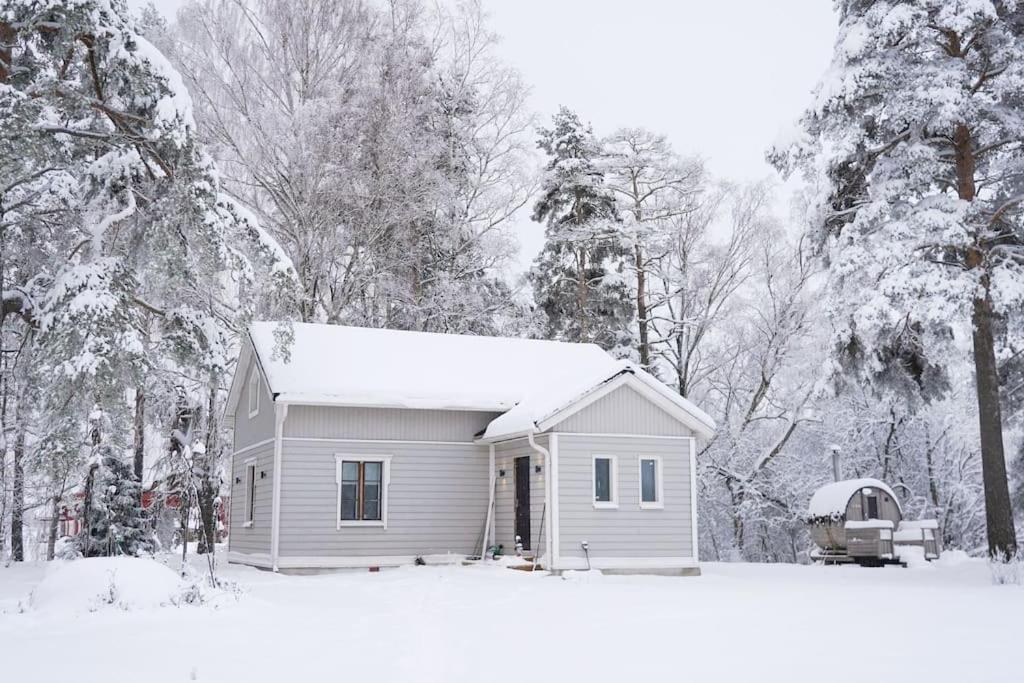 Pieni saneerattu hirsitalo koskenpartaalla