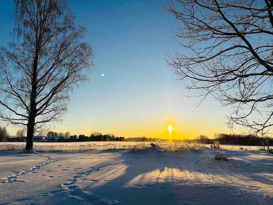 Pieni saneerattu hirsitalo koskenpartaalla