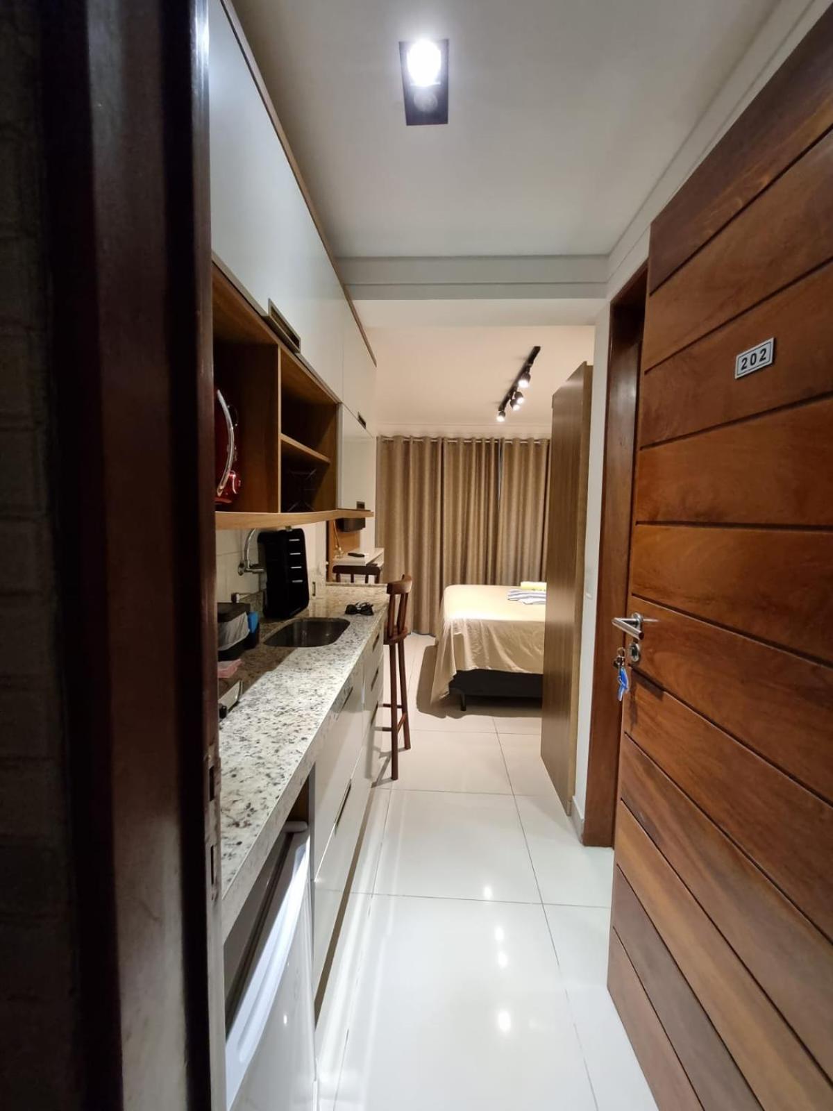 Confortável Flat com vista parcial do mar de Intermares